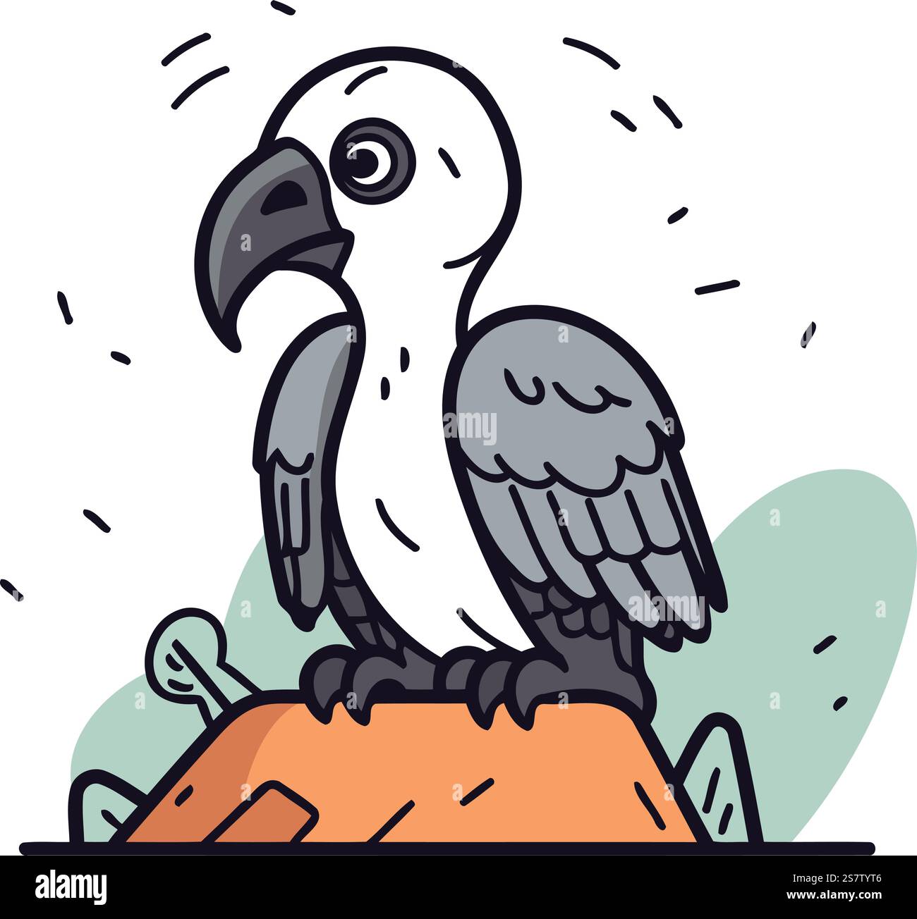 Parrot Rocking Cute parrot sitting on the rock. Vector illustration in cartoon style ...