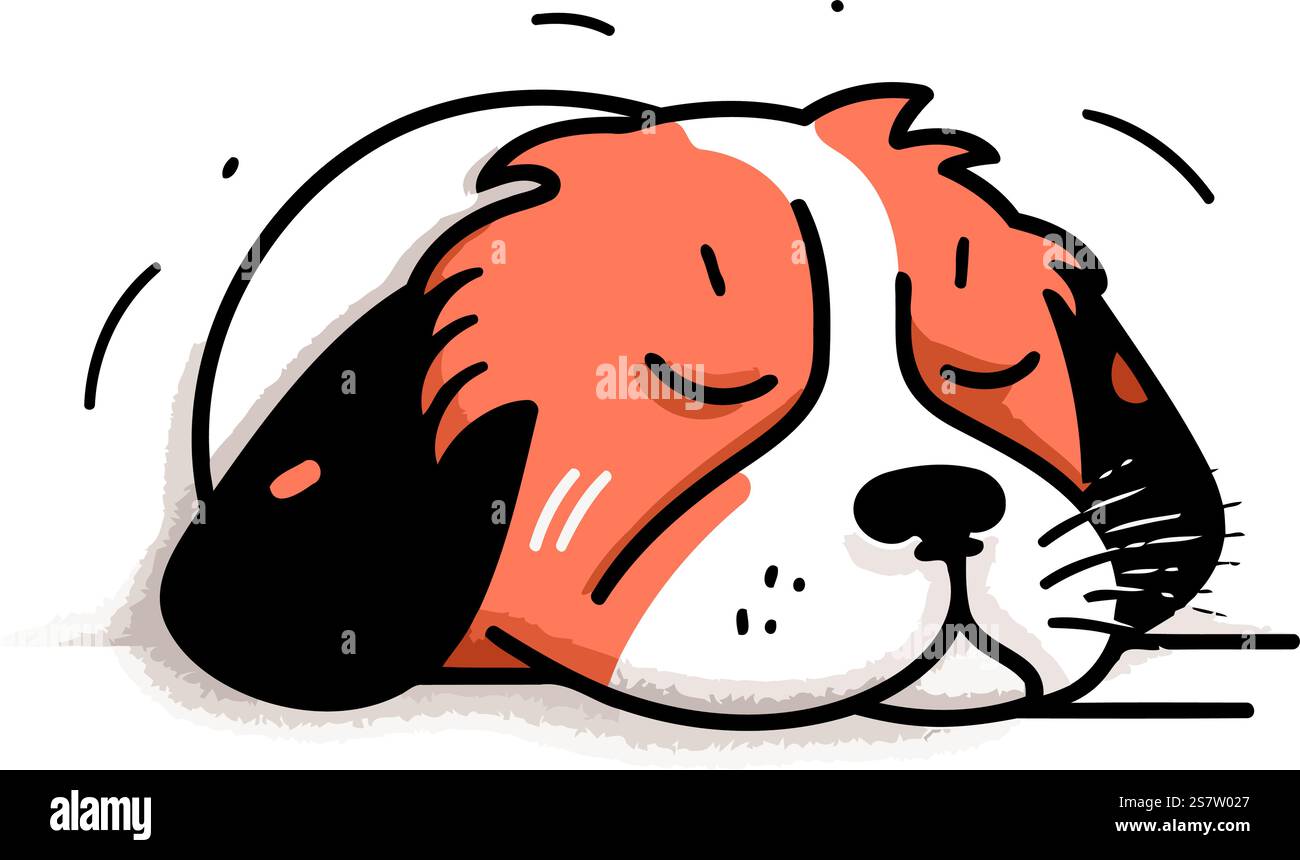 Cute hand drawn doodle dog sleeping. Vector illustration Stock Vector ...