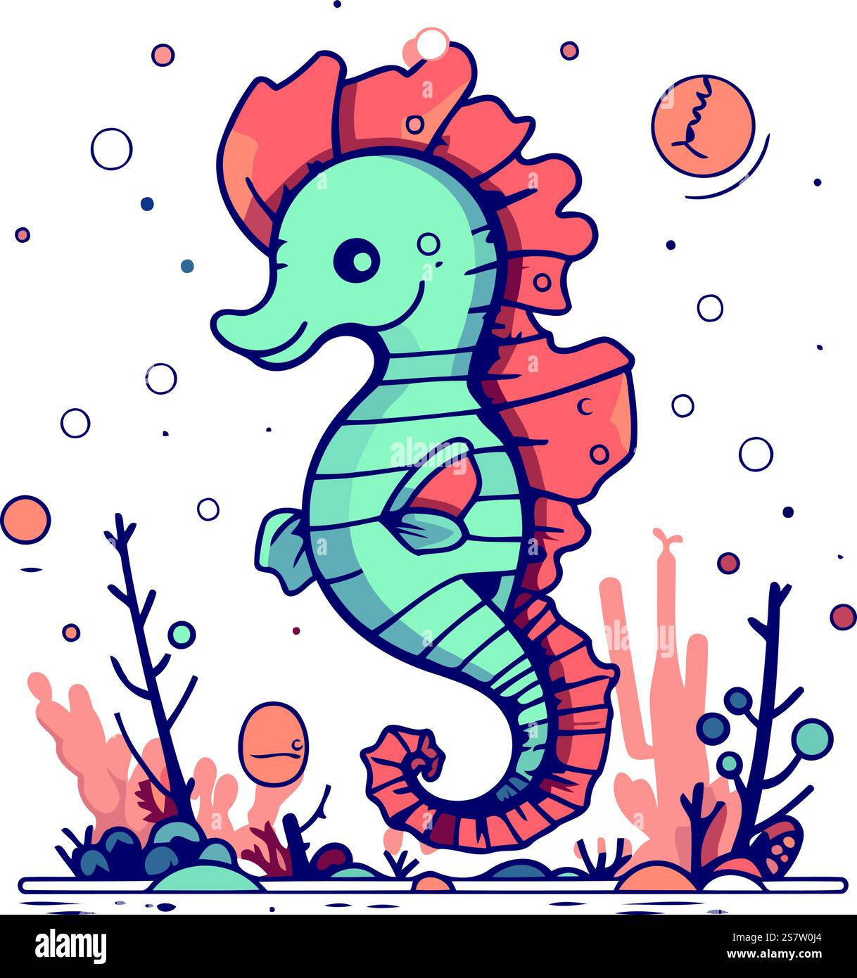 Seahorse. Sea life. Vector illustration in cartoon style Stock Vector ...