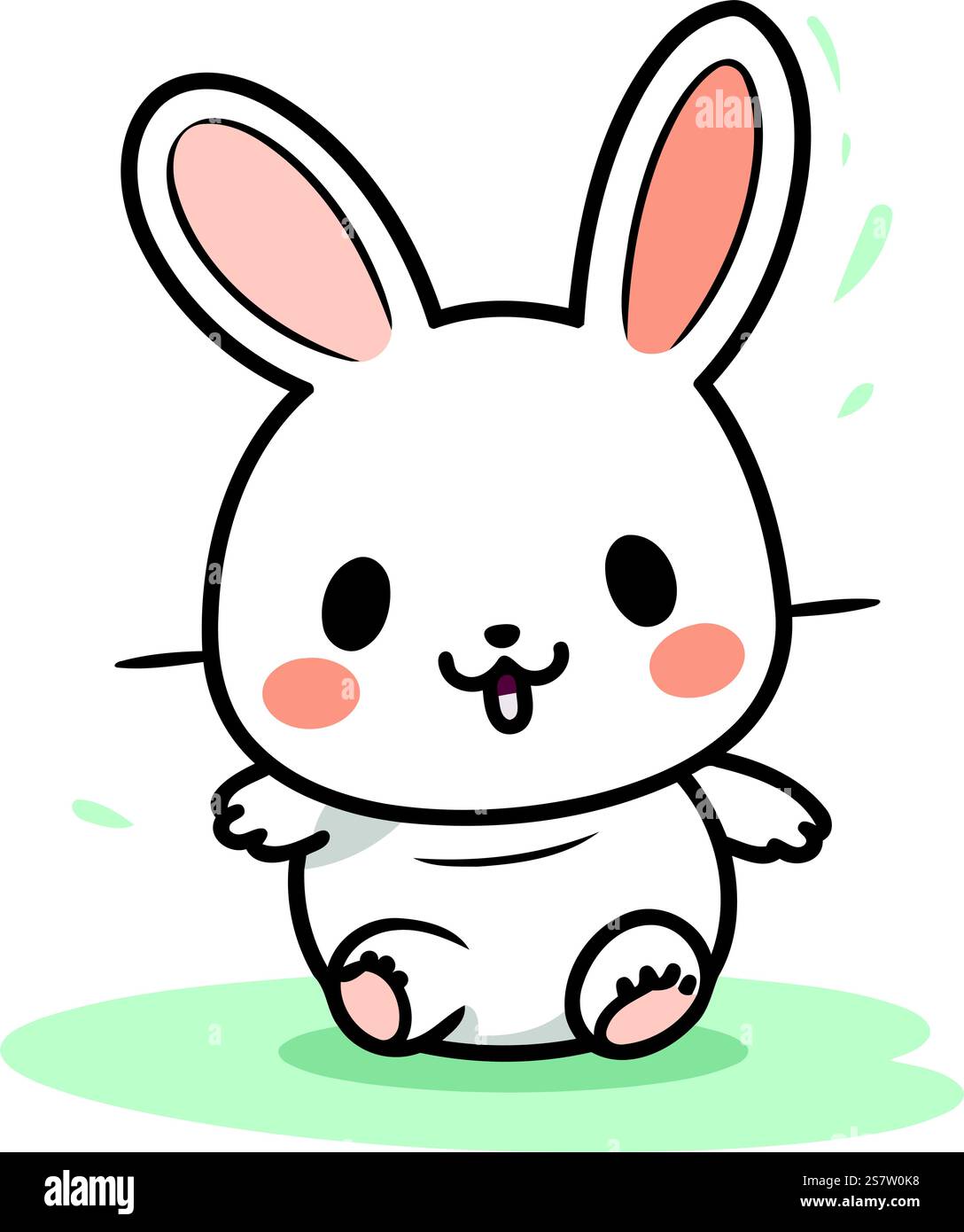 Cute cartoon white rabbit. Vector illustration. Isolated on white ...