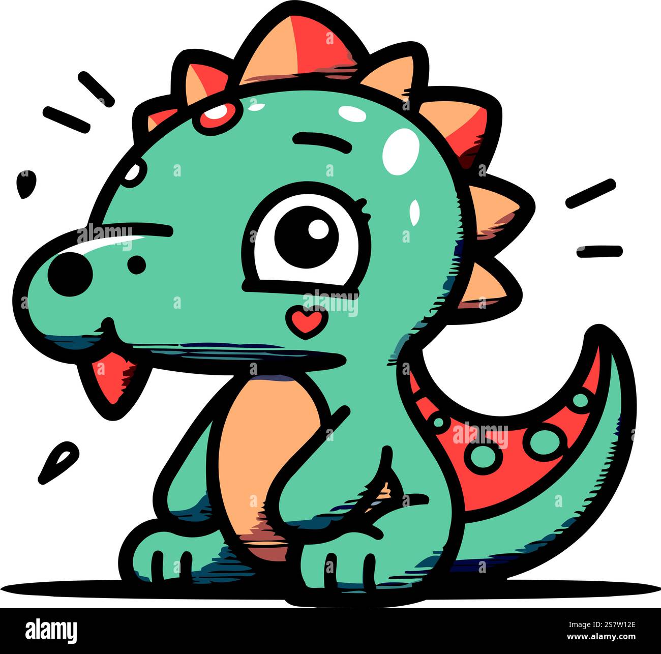 Cute cartoon dinosaur. Vector illustration isolated on a white ...