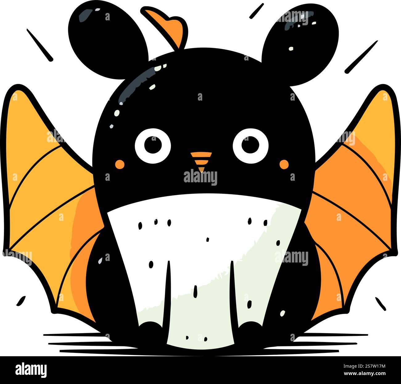 Cute kawaii cartoon bat isolated on white background. Vector ...