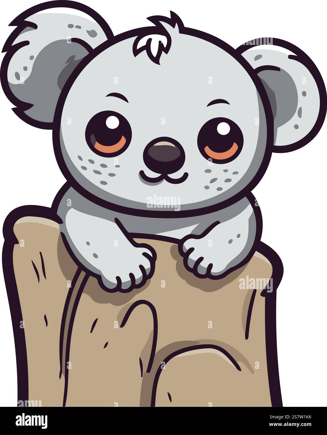 Cute cartoon koala sitting on a log. Vector illustration Stock Vector ...