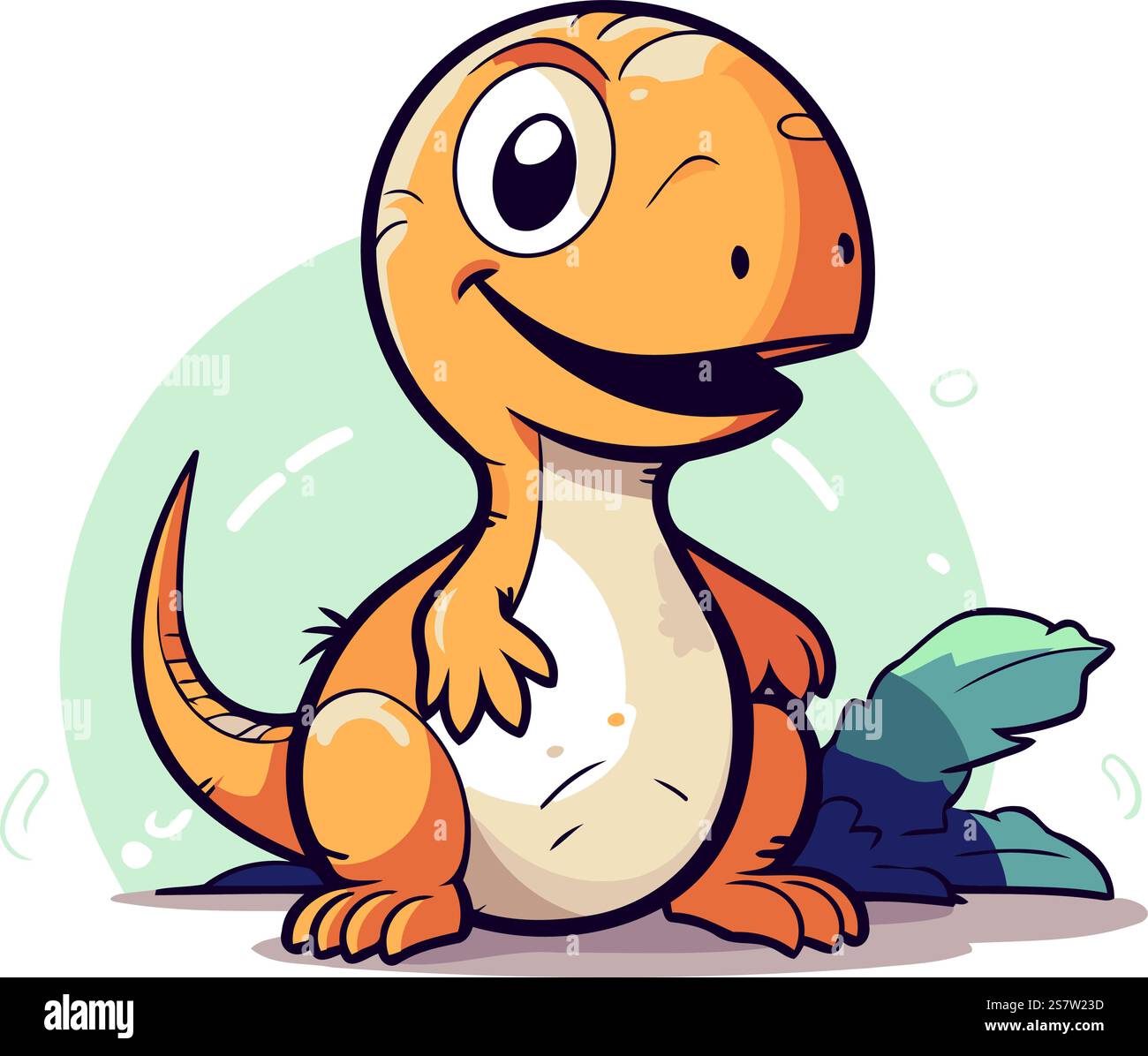 Cute cartoon dinosaur. Vector illustration isolated on a white ...