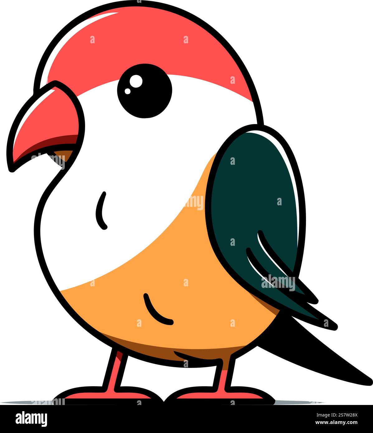 Vector illustration of cute little bird on white background. Flat style ...