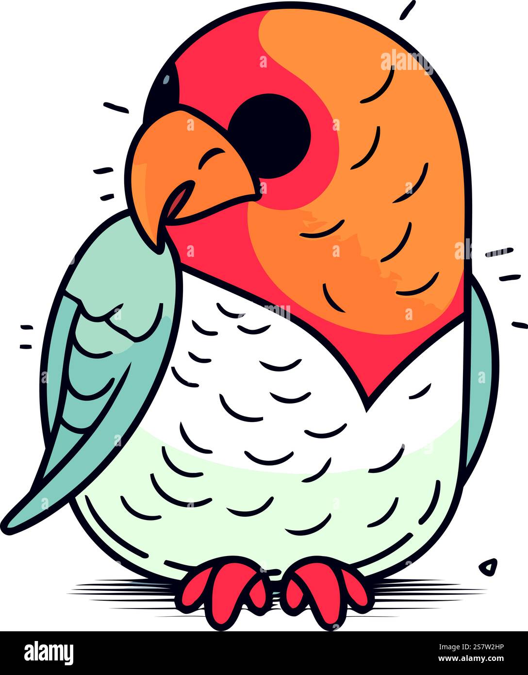 Vector illustration of cute parrot. Hand drawn cartoon parrot Stock ...