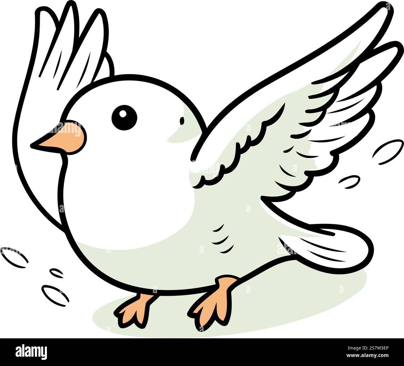 Illustration of a white dove flying in the air with its wings spread ...