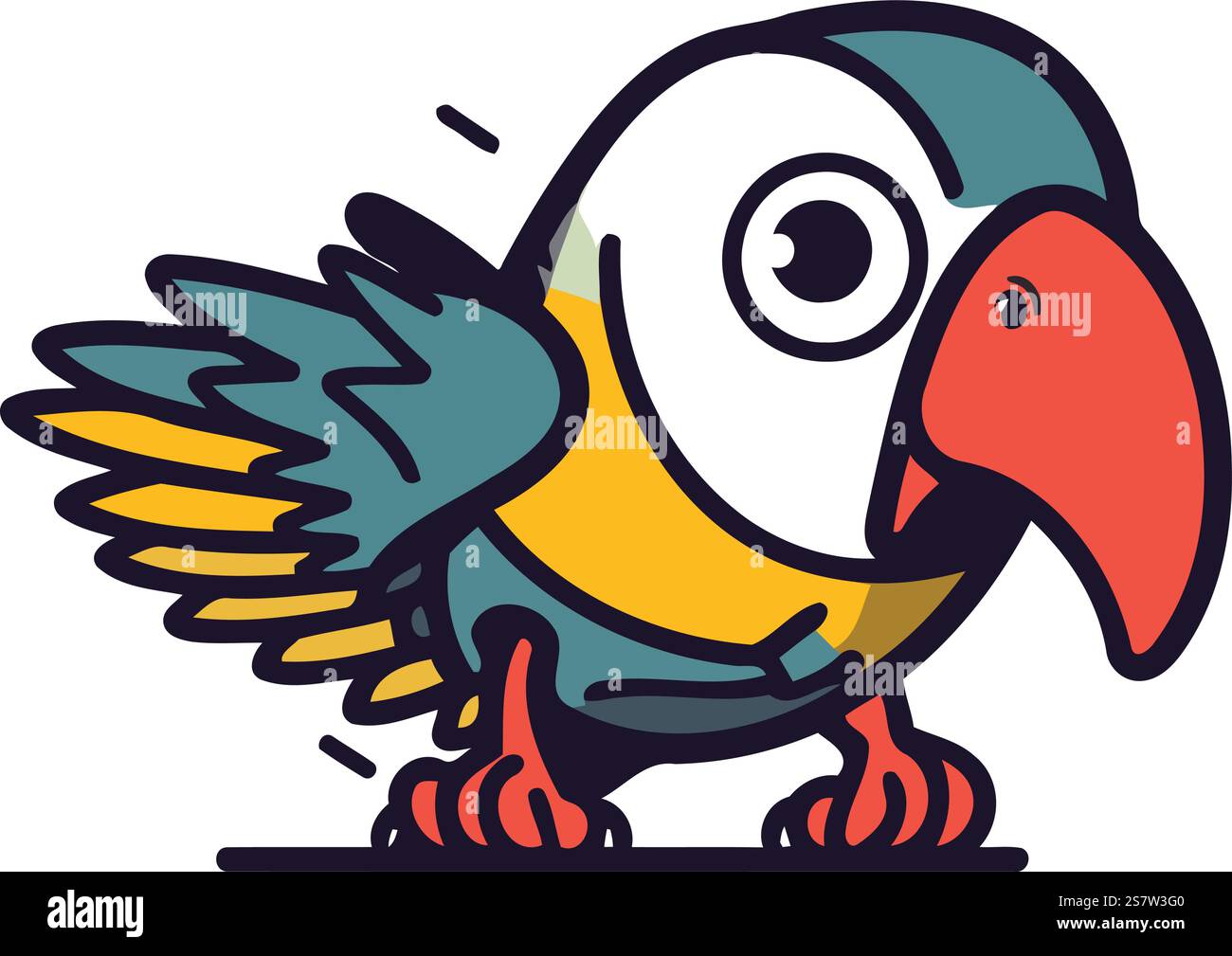 Cute parrot. Colorful vector illustration in cartoon style Stock Vector ...