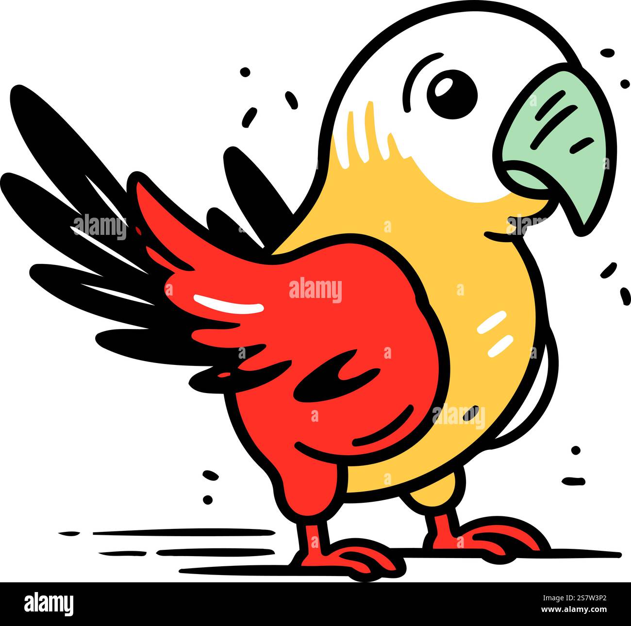 Cute parrot. Hand drawn vector illustration in cartoon style Stock ...