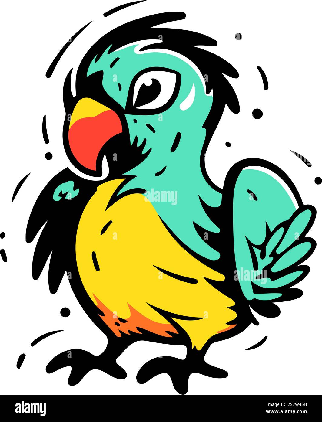Cute parrot. Hand drawn vector illustration in cartoon style Stock ...