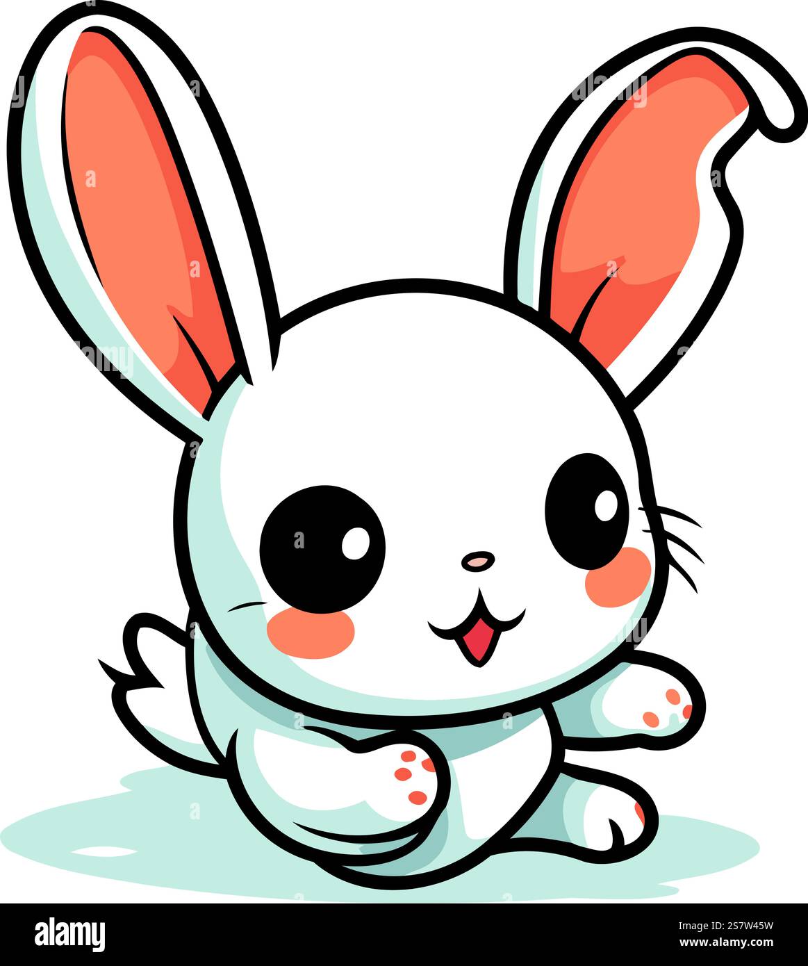 Cute rabbit cartoon character. Vector illustration isolated on white ...