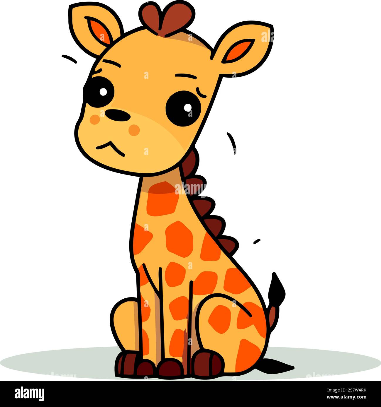Cute Giraffe Sitting Cartoon Mascot Character Vector Illustration Stock ...