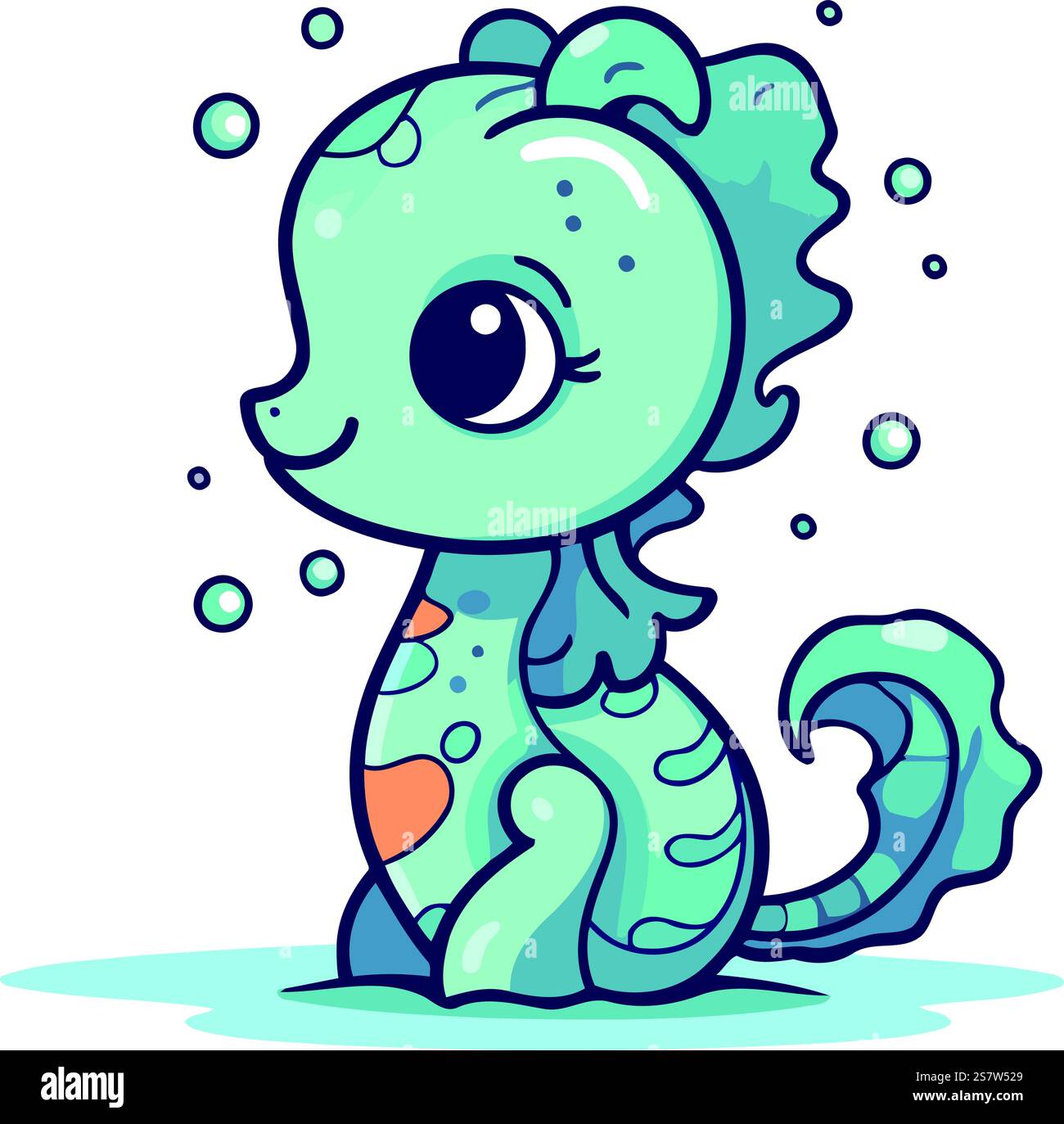 Cute cartoon seahorse. Vector illustration isolated on white background ...