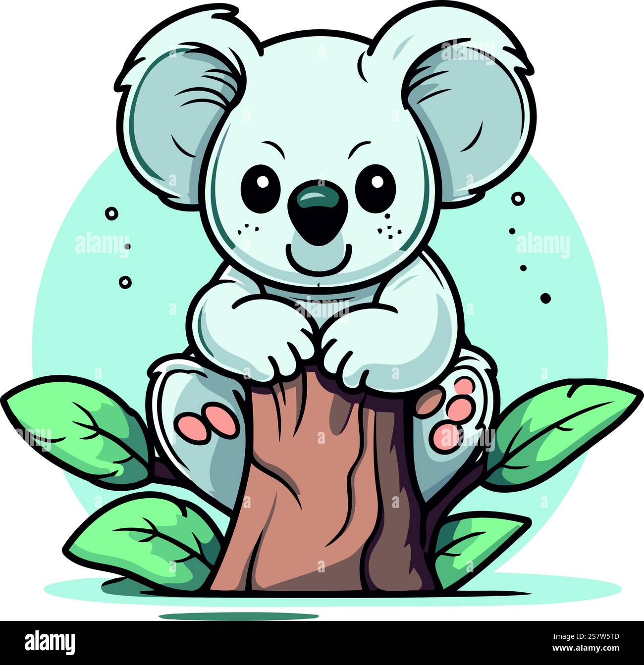 Cute cartoon koala sitting on a tree. Vector illustration Stock Vector ...