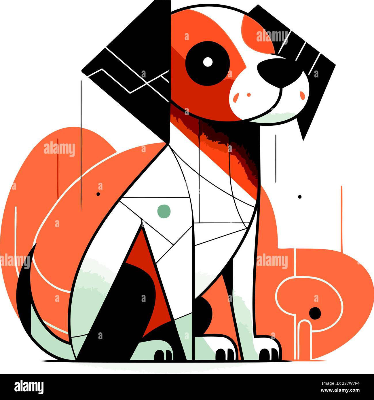 Vector illustration of a cute dog in a flat style. Cartoon character ...