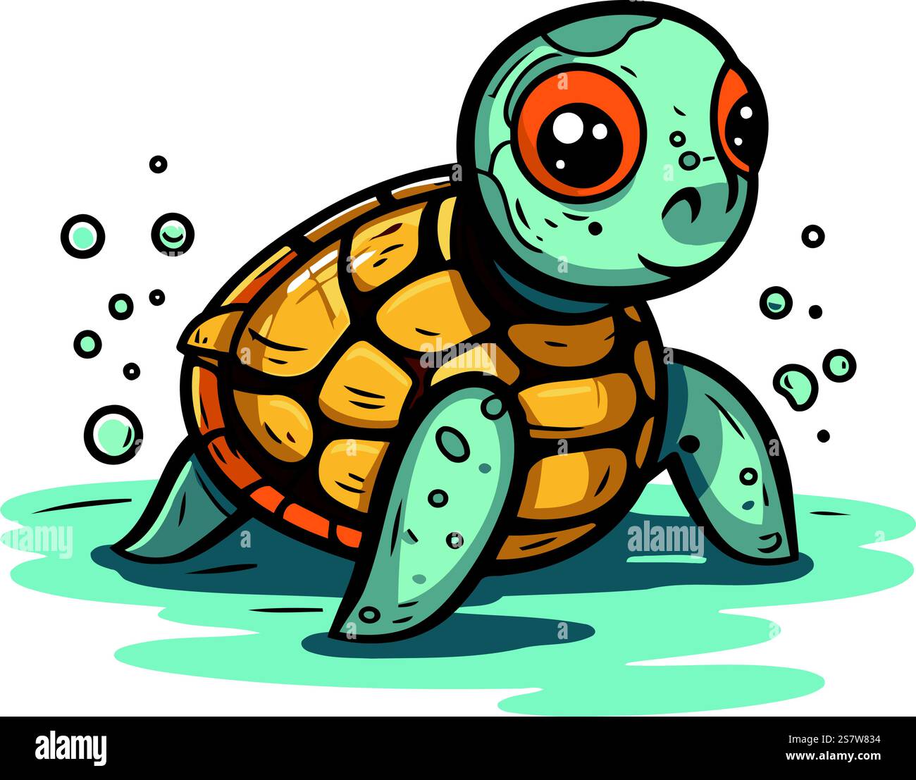 Cute cartoon turtle. Vector illustration isolated on a white background ...