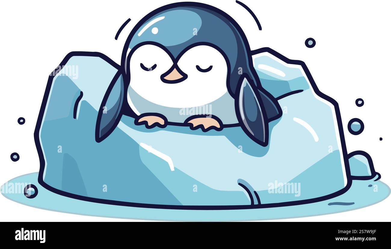 Cute penguin sleeping on ice floe. Vector illustration Stock Vector ...