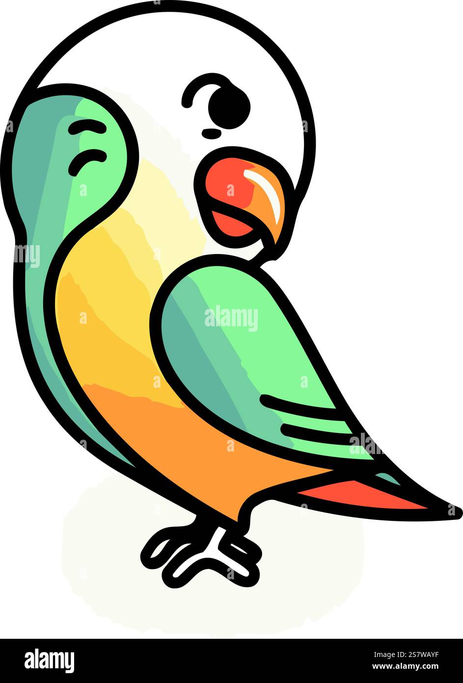 Cute cartoon parrot. Vector illustration isolated on white background ...