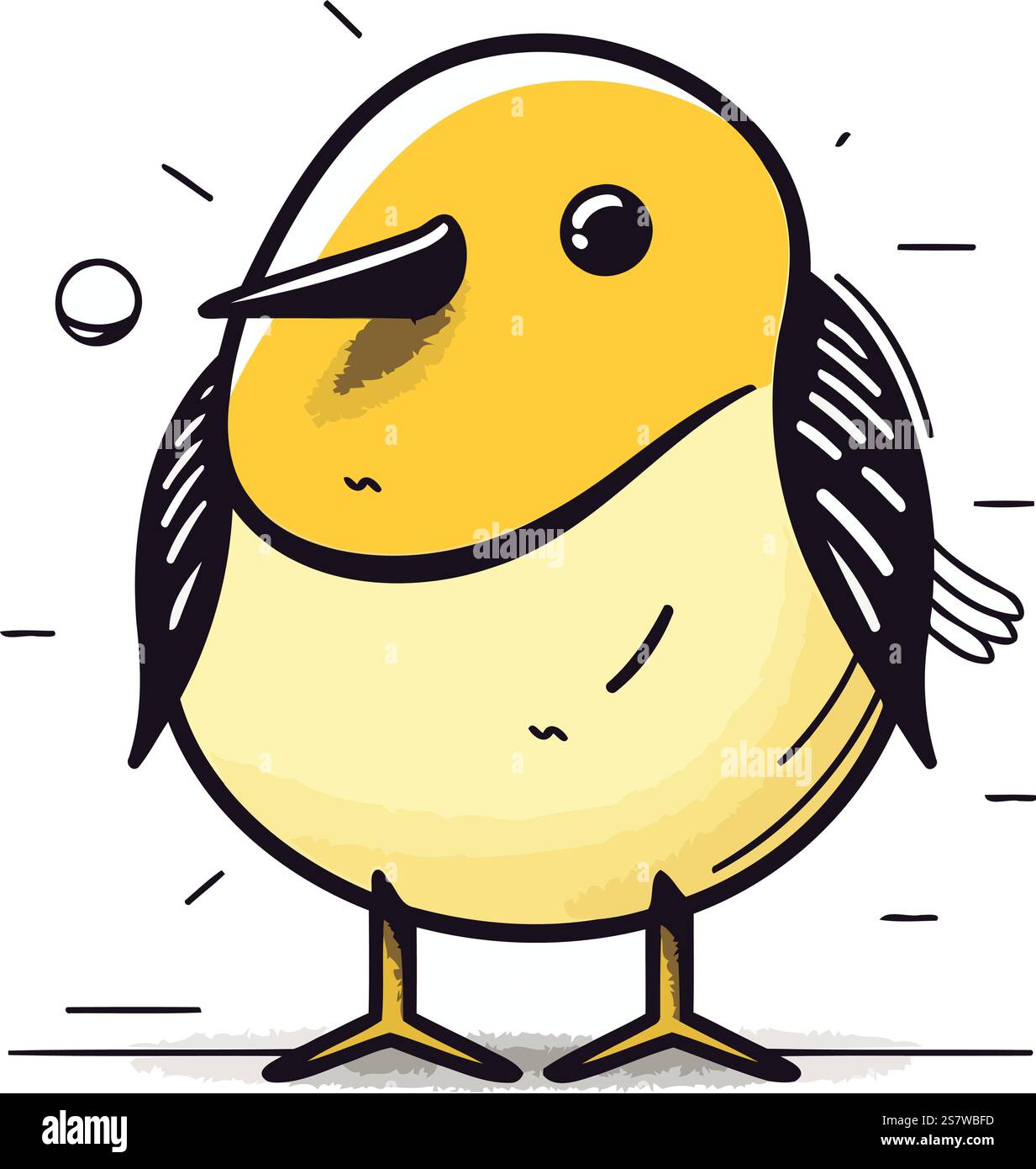 Cute little bird isolated on white background. Hand drawn vector ...