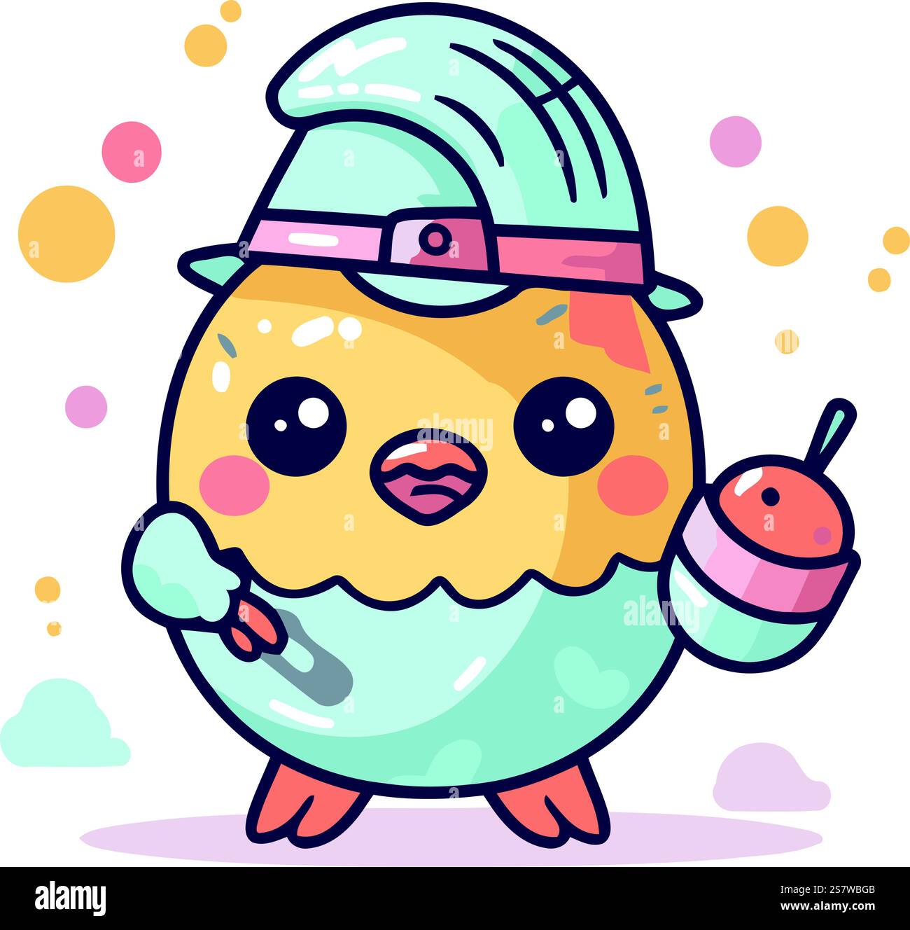 Easter egg character in a hat. Cute cartoon vector illustration Stock ...