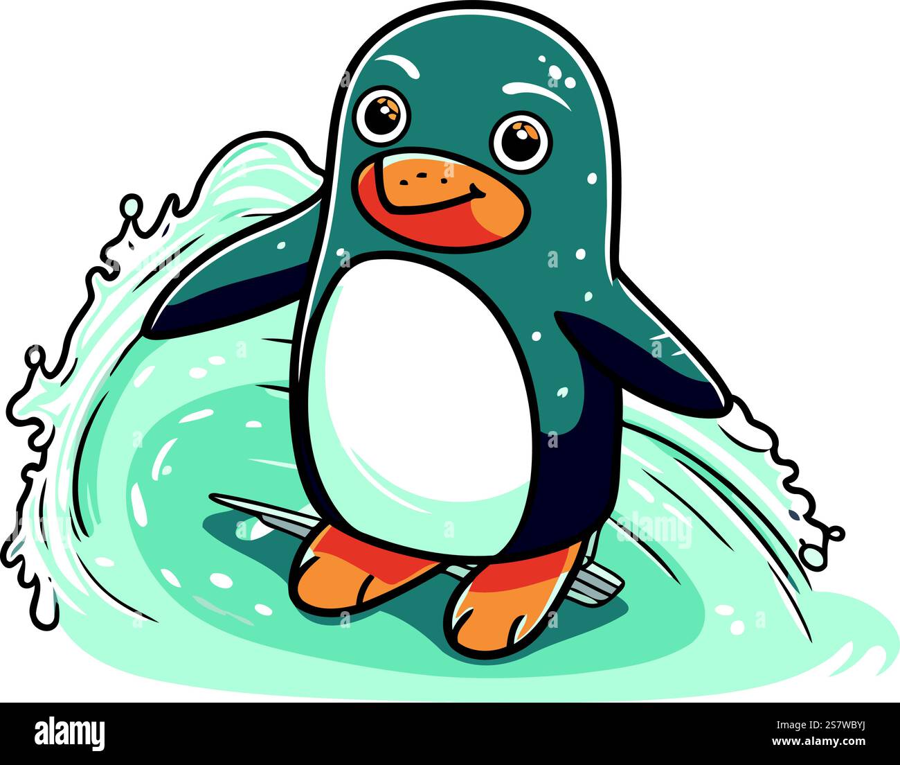 Cute penguin on ice. Vector illustration of cartoon penguin Stock ...