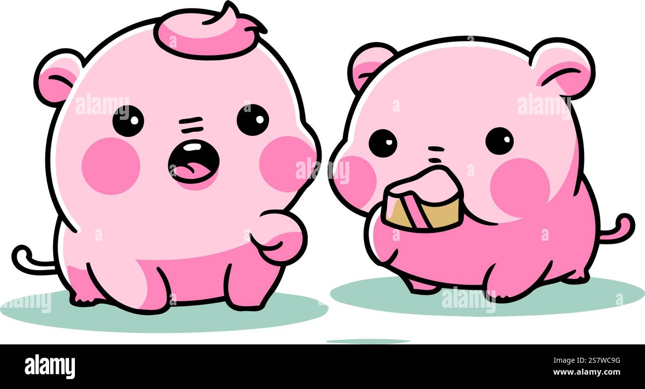 Two Character Pigs Vector illustration of two cute cartoon pig characters isolated on ...