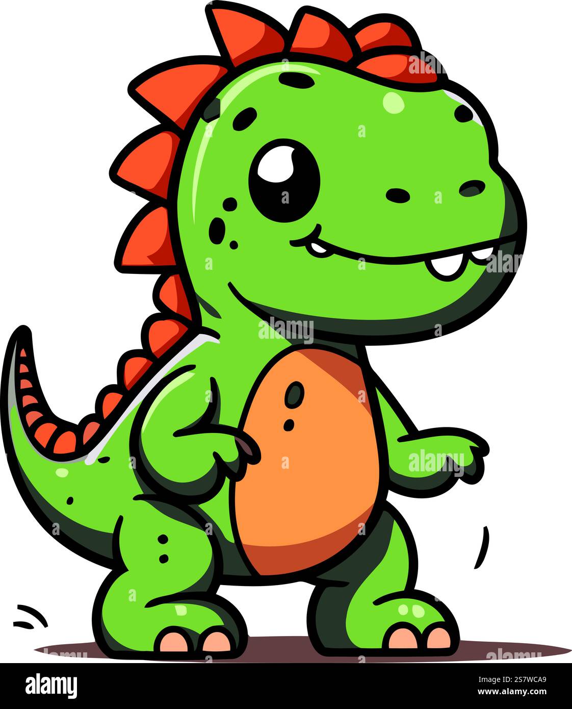 Cute cartoon dinosaur. Vector illustration isolated on a white ...