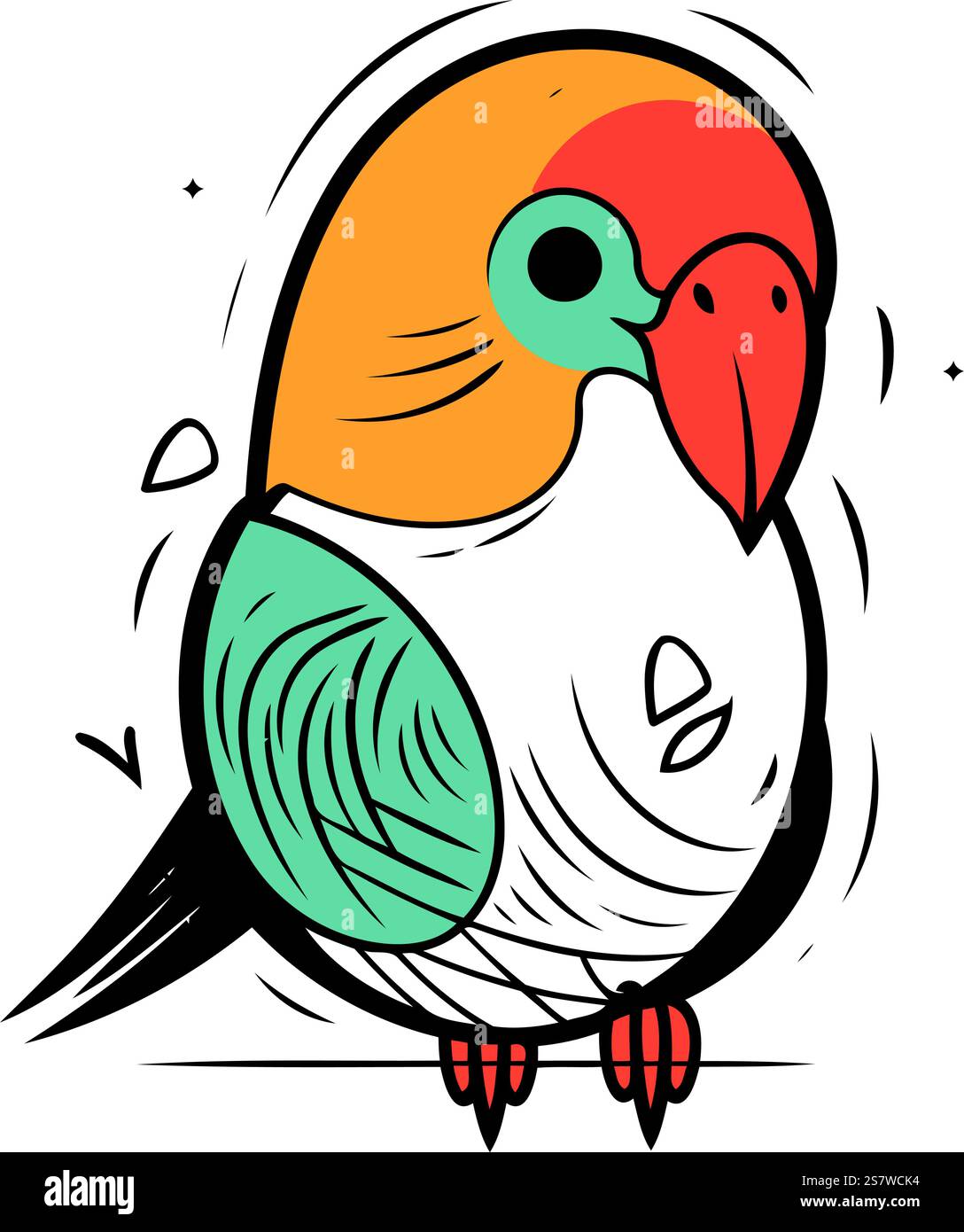 Cute parrot. Hand drawn vector illustration in cartoon style Stock ...