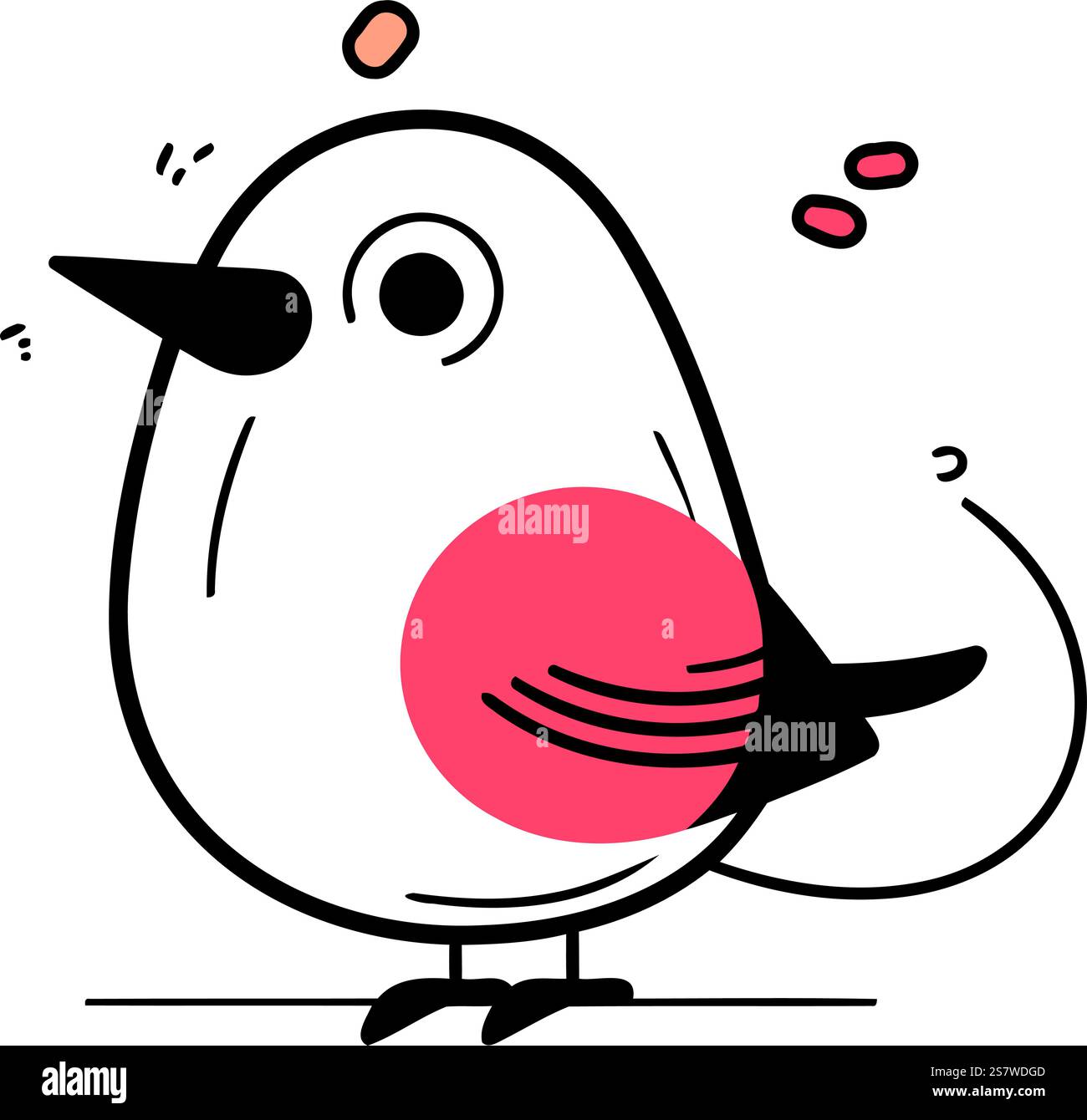 Vector illustration of cute little bird. Hand drawn doodle style Stock ...