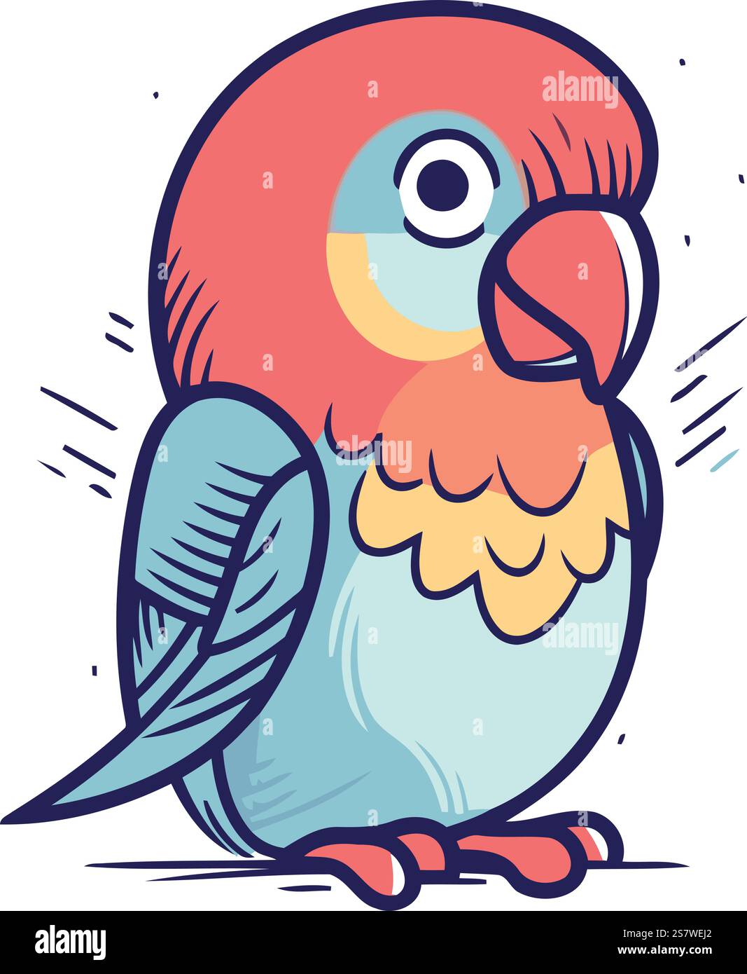 Cute parrot. Hand drawn vector illustration in cartoon style Stock ...