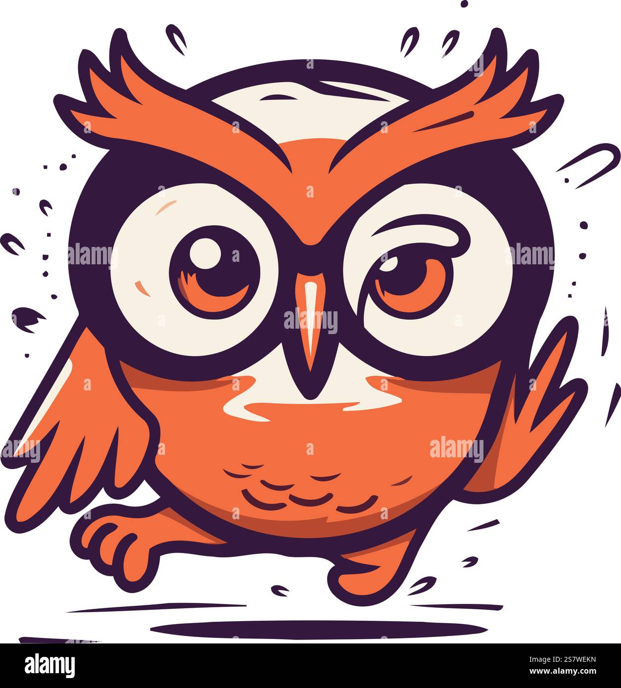Vector illustration of funny cartoon owl. Cute hand drawn owl Stock ...