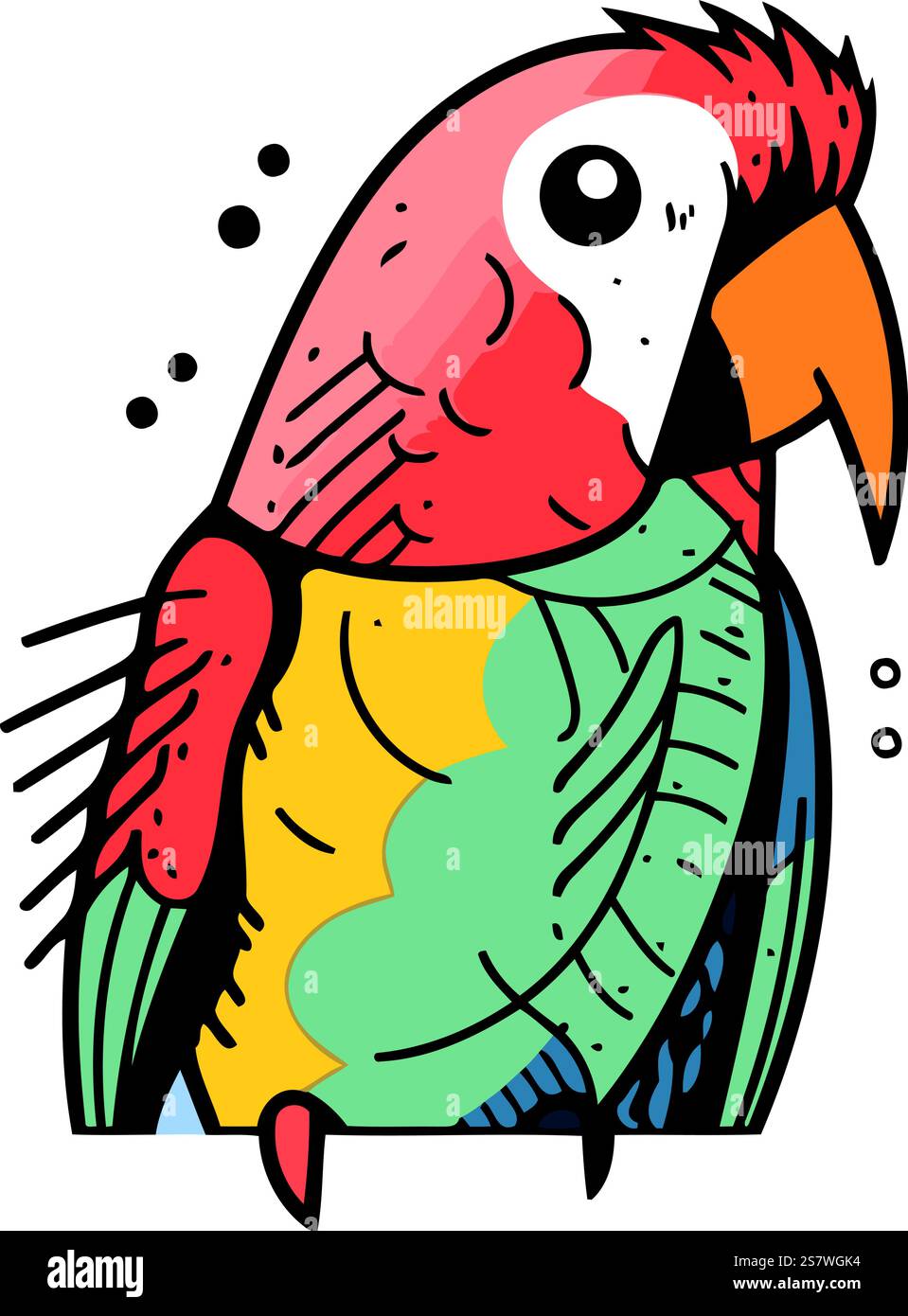 Cute parrot. Hand drawn vector illustration in cartoon style Stock ...