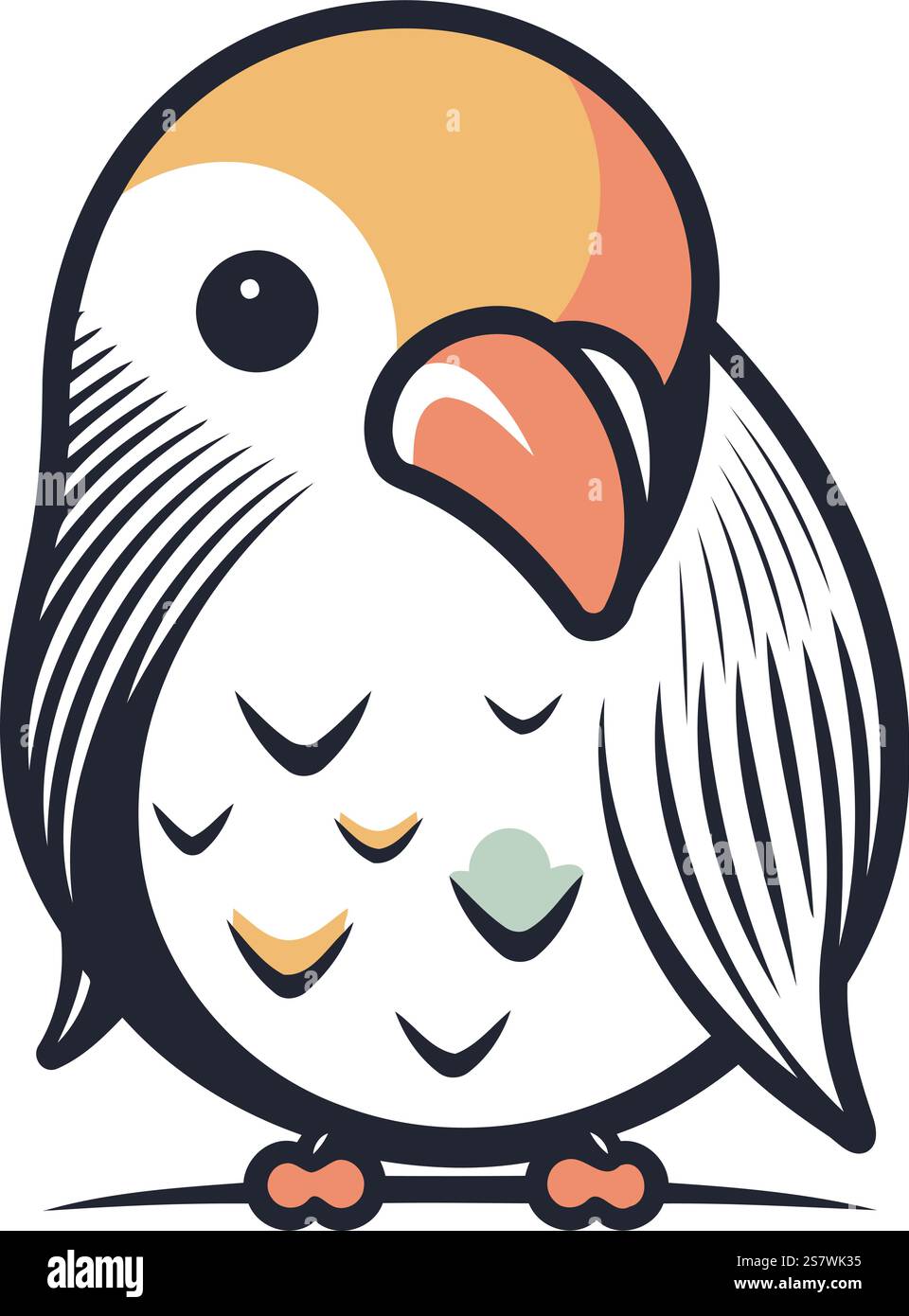 Vector illustration of cute cartoon parrot isolated on white background ...