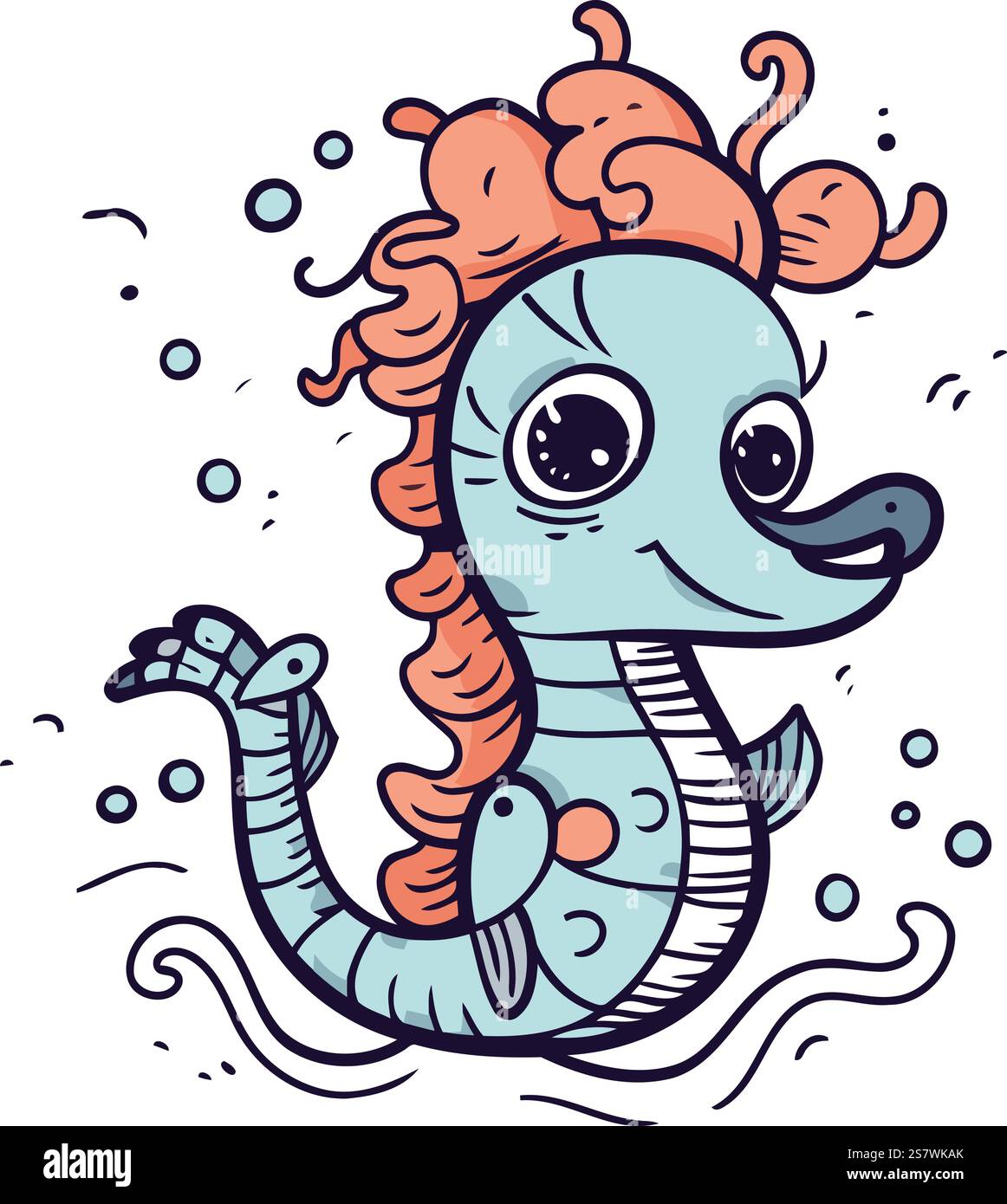 Cute cartoon seahorse. Vector illustration isolated on white background ...