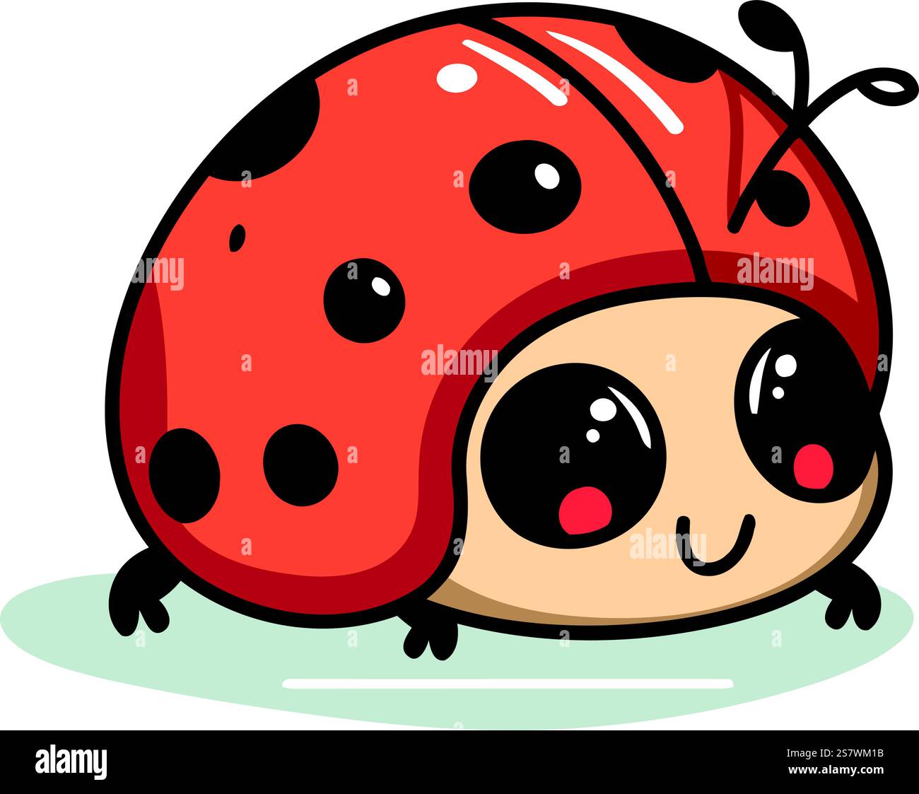 Cute ladybug isolated on white background. Vector cartoon illustration ...