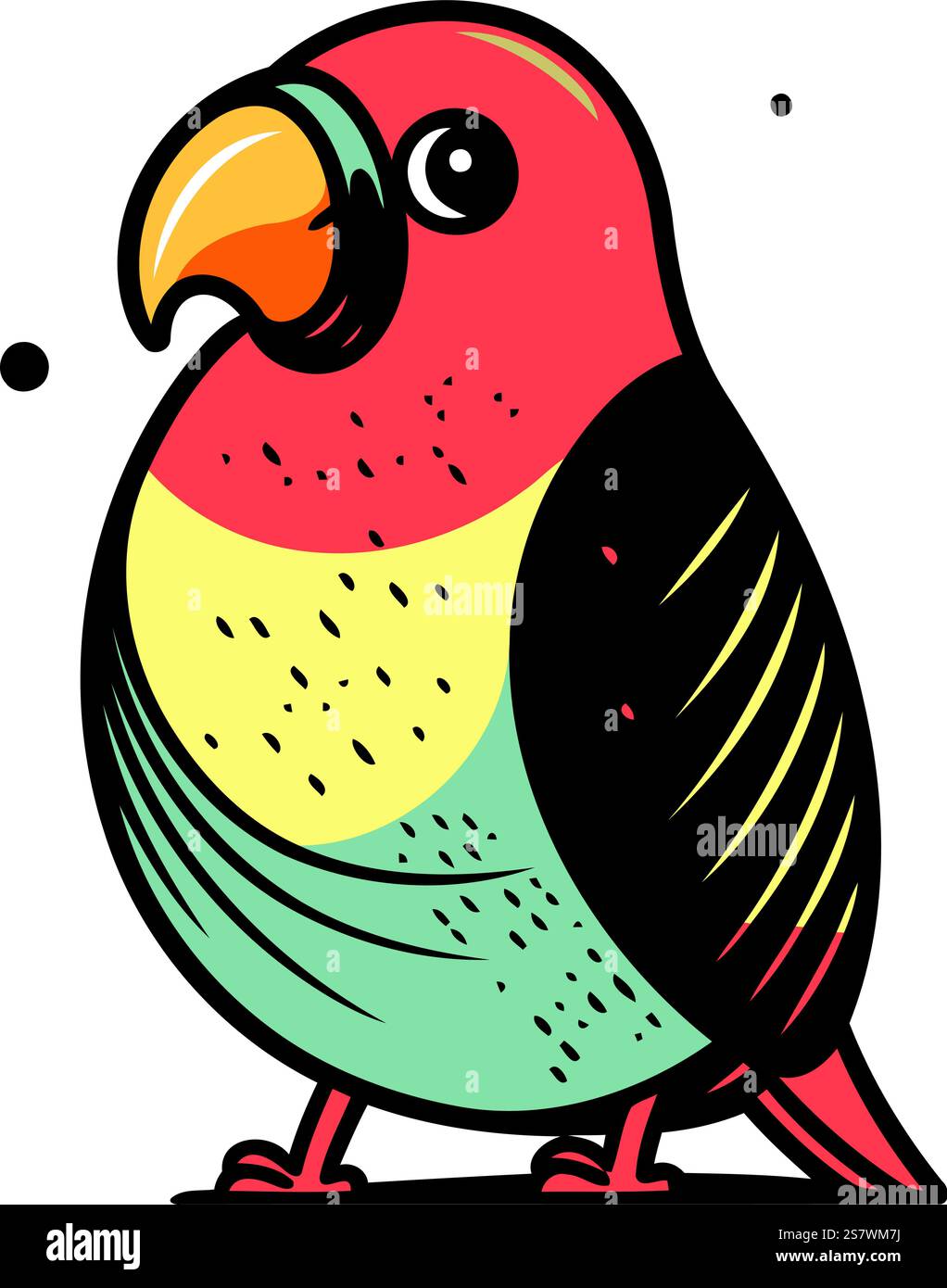 Cute parrot. Hand drawn vector illustration in cartoon style Stock ...