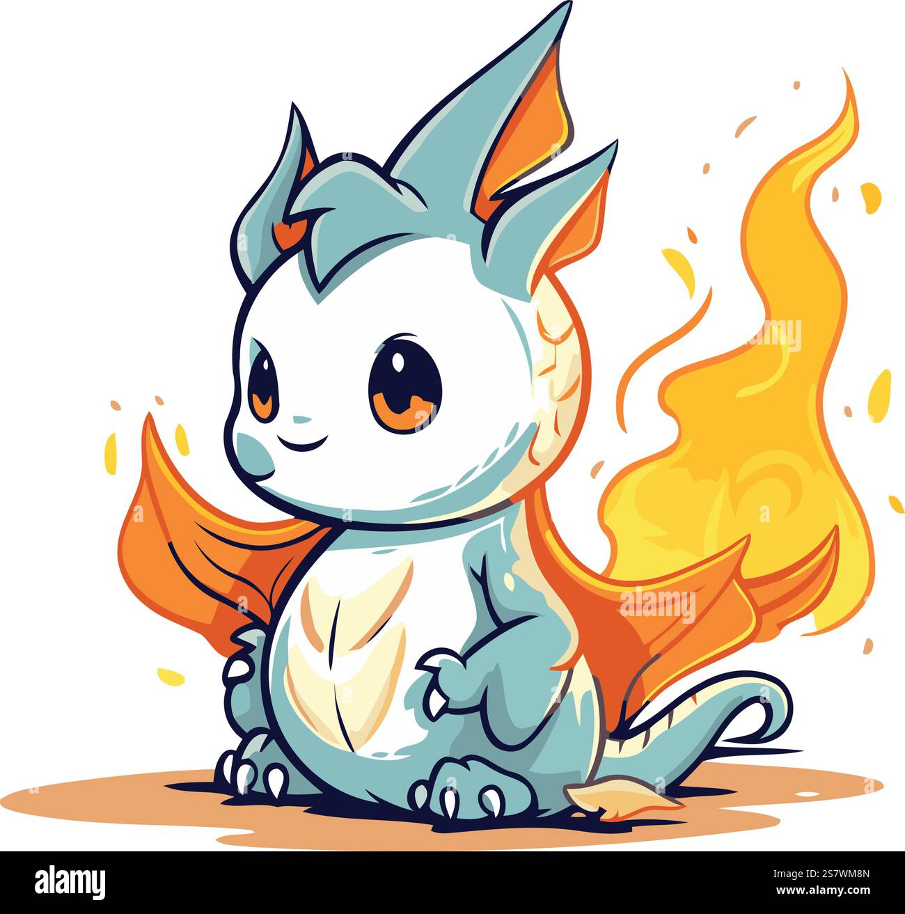 Vector illustration of a cute cartoon rabbit with a fire on a white ...