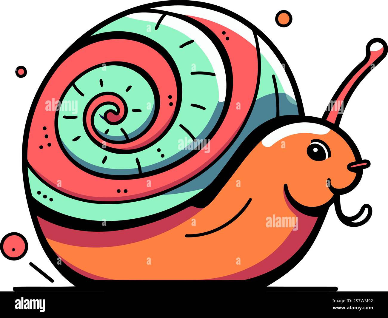 Cute cartoon snail. Vector illustration. Isolated on white background ...