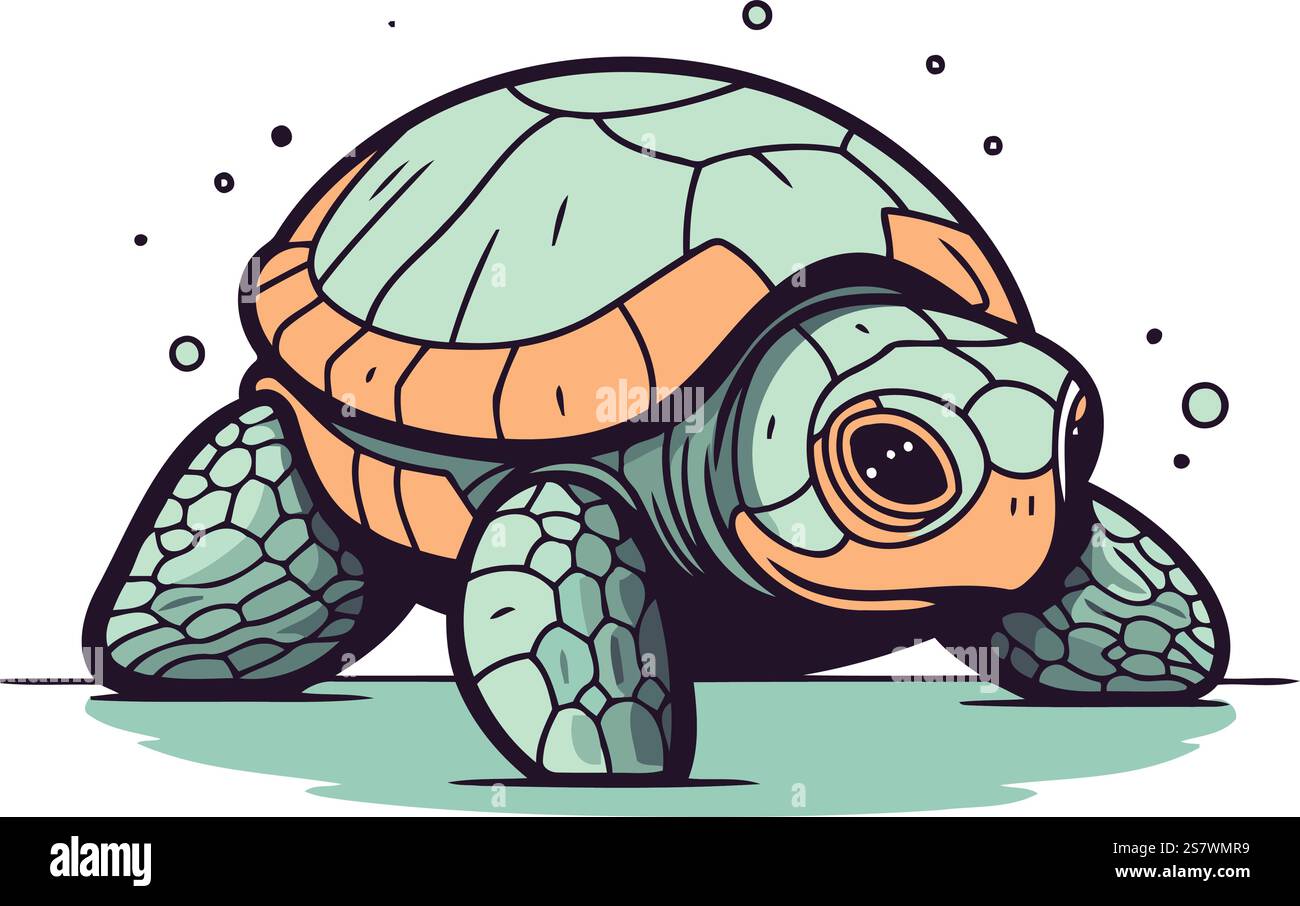 Cartoon sea turtle. Vector illustration. Isolated on white background ...