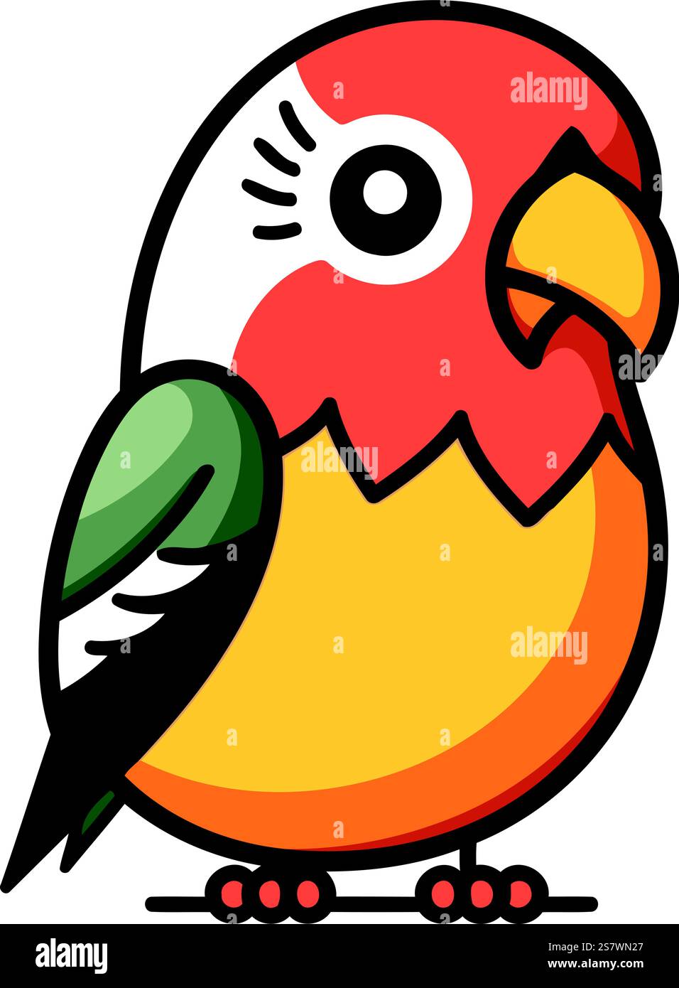 Vector illustration of a cute cartoon parrot isolated on white ...