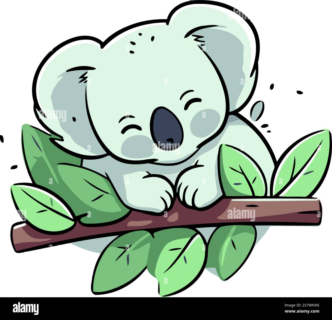 Cute koala on eucalyptus branch vector illustration Stock Vector Image ...