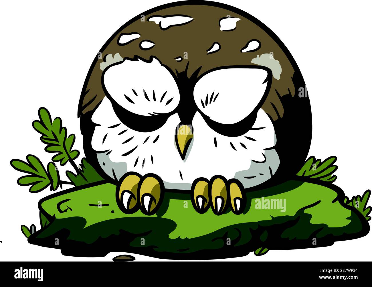 Cute cartoon owl sitting on a tree branch. Vector illustration Stock ...