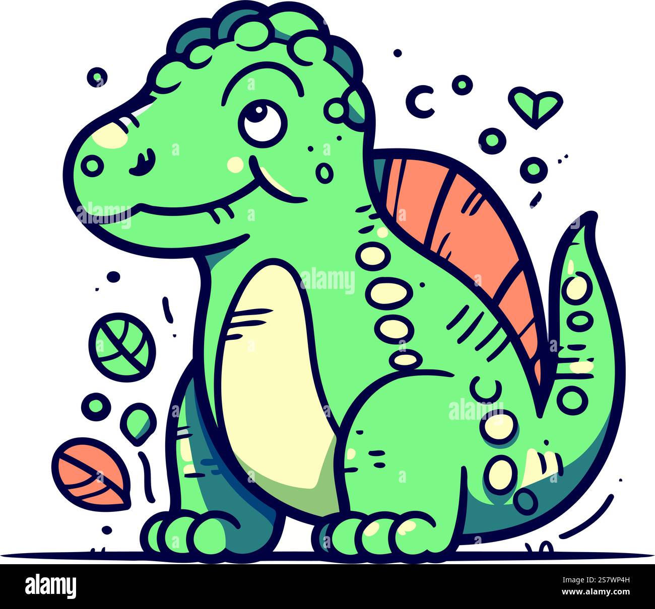 Cute cartoon dinosaur. Vector illustration in doodle style Stock Vector ...