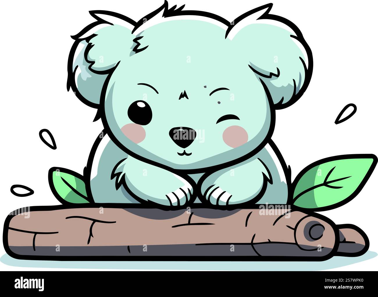 Cute koala sitting on a log. vector cartoon illustration Stock Vector ...