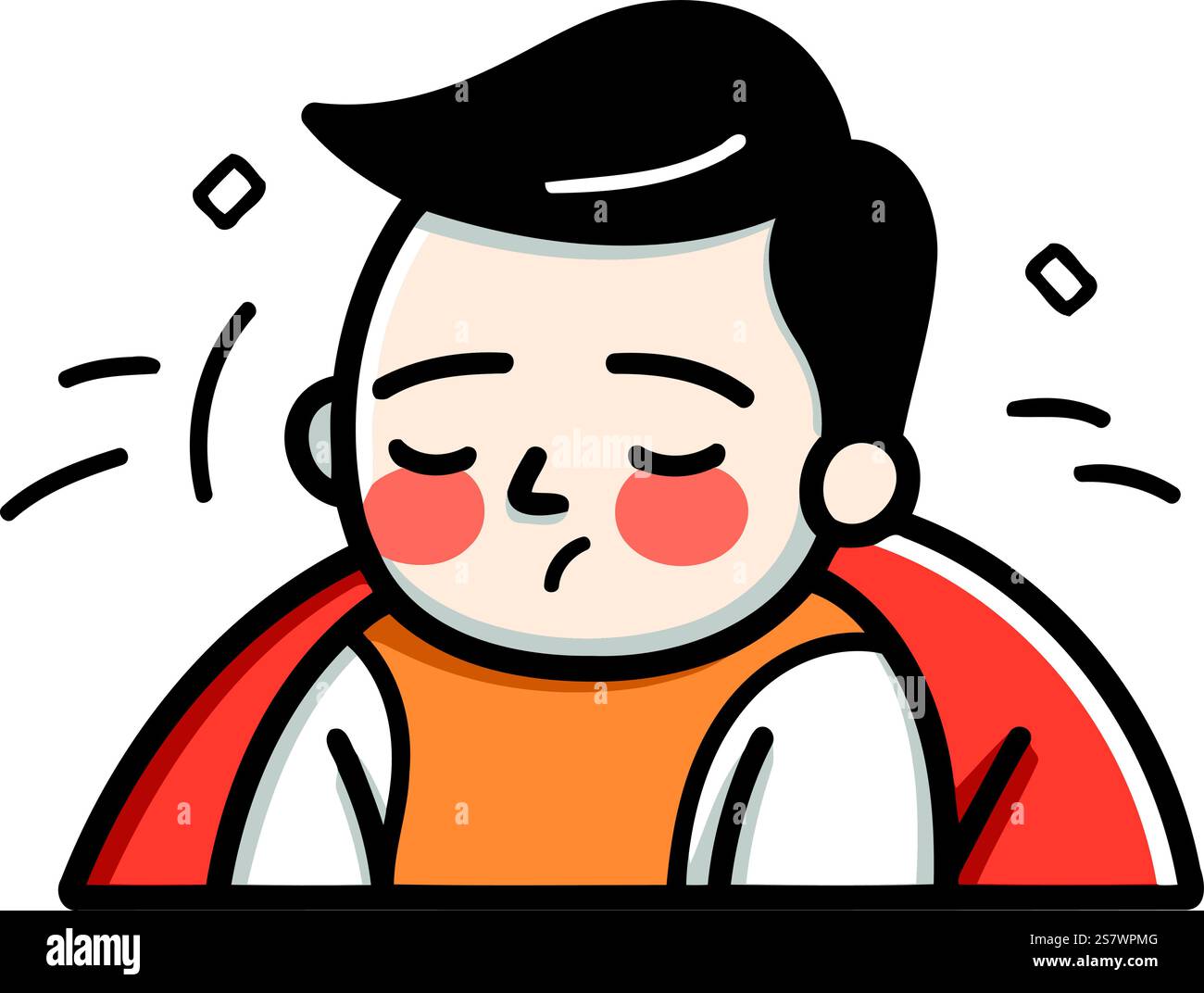 Illustration of a man suffering from a cold. Vector illustration Stock ...
