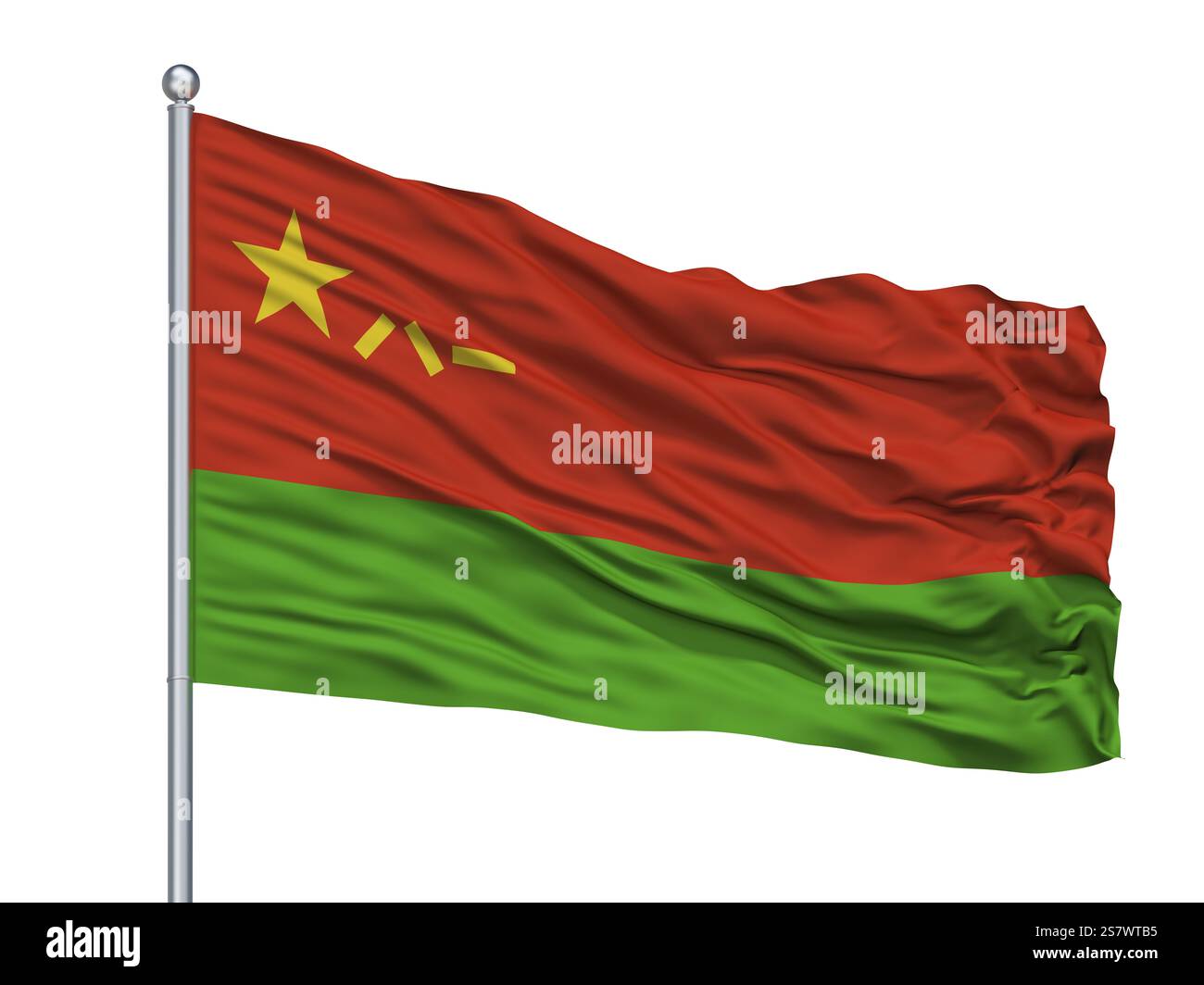 Ground Force Peoples Republic Of China Flag On Flagpole, Isolated On White Background Stock Photo