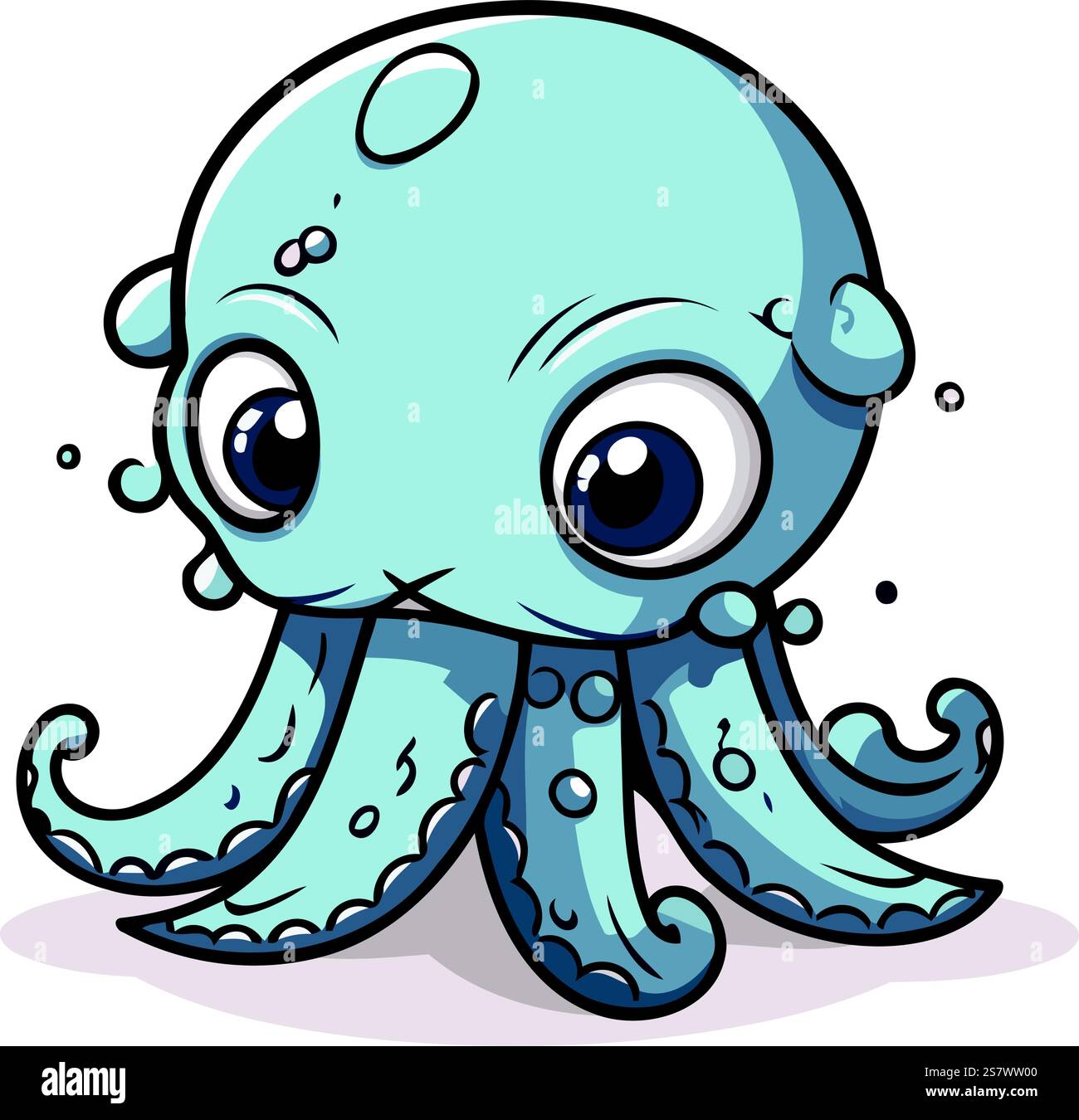 Illustration of a Cute Blue Octopus Cartoon Mascot Character Stock ...