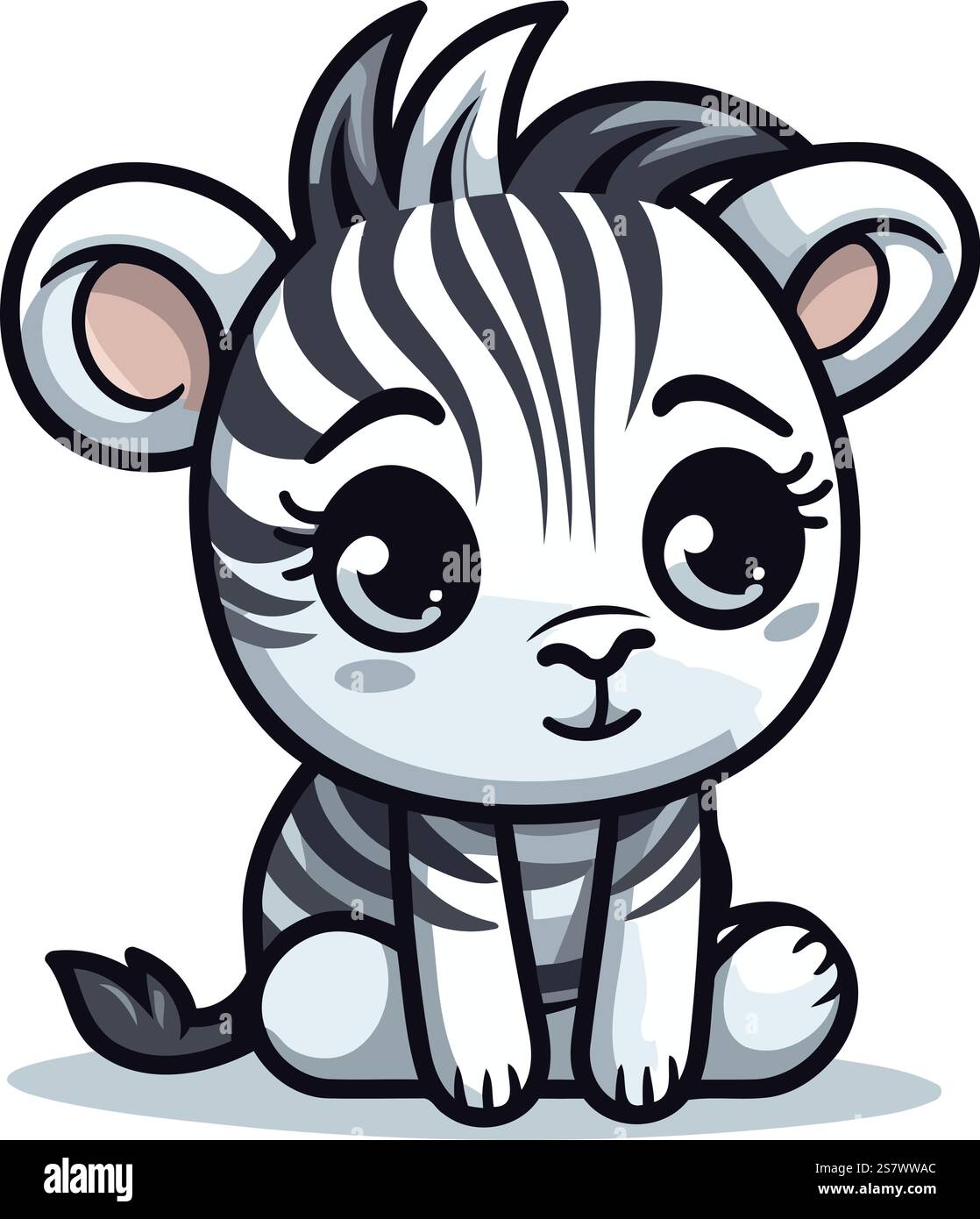 Cute cartoon zebra isolated on white background. Vector illustration ...