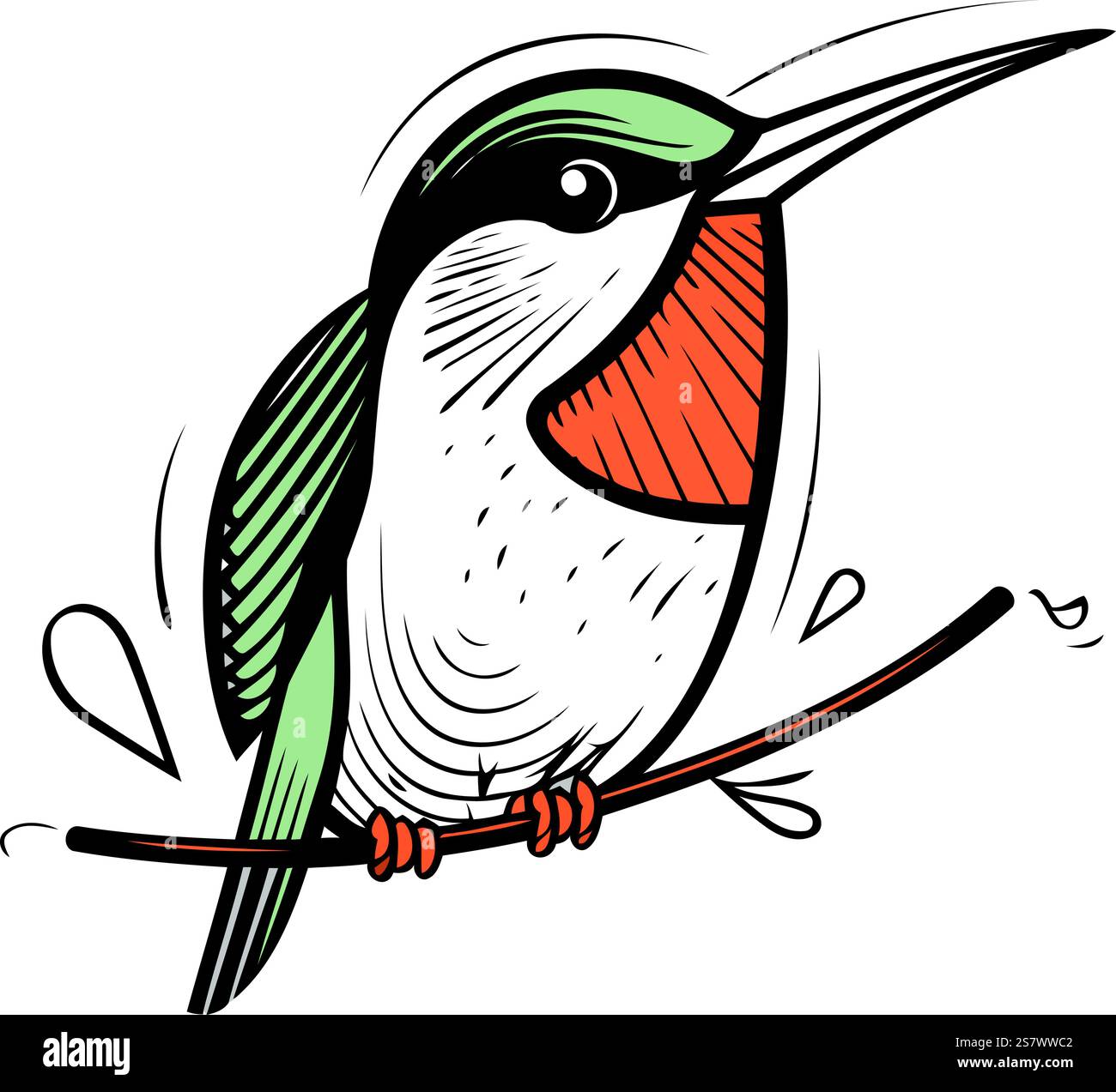 Illustration of a kingfisher bird sitting on a branch Stock Vector ...