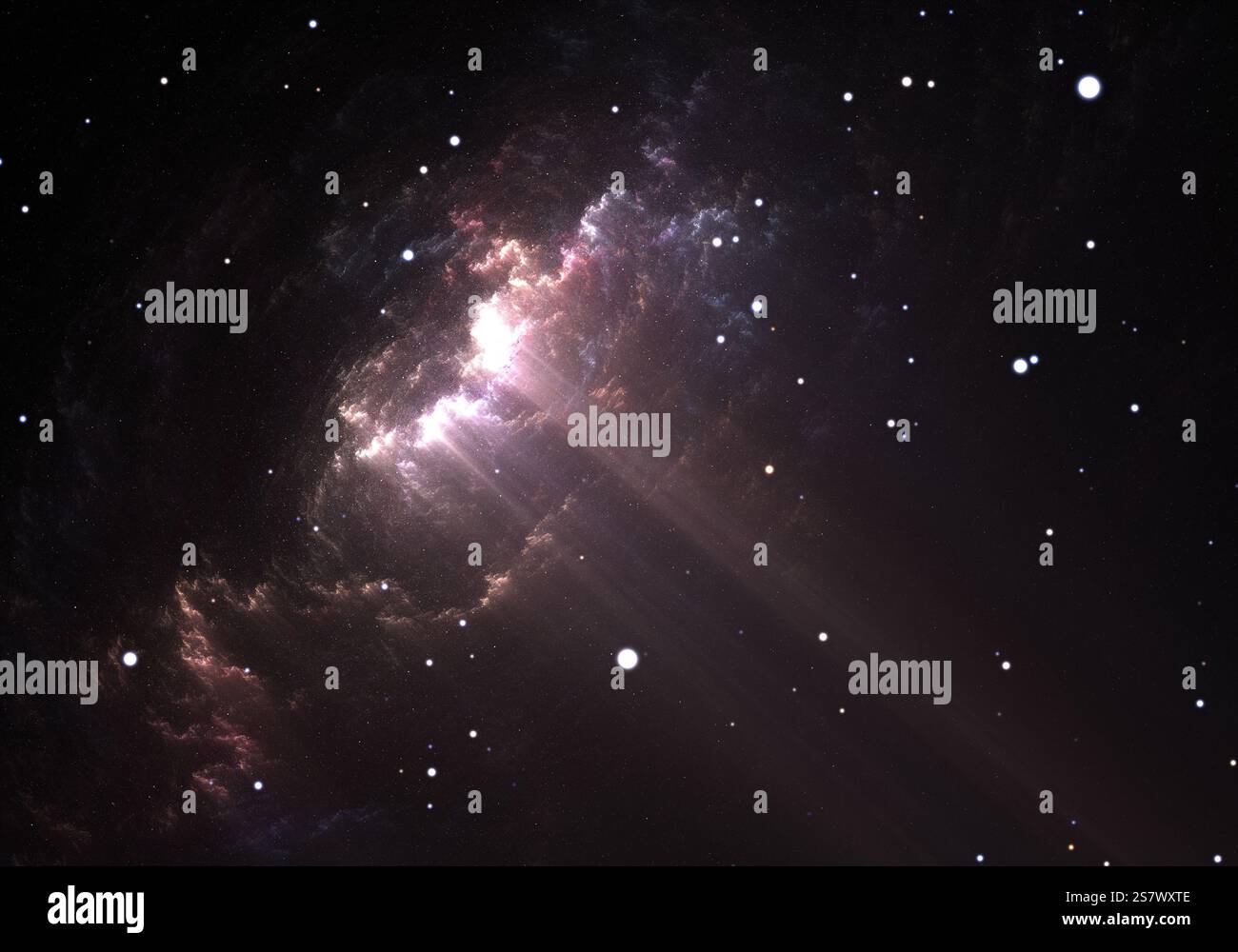 Giant glowing nebula. Space background with nebula and stars Stock ...